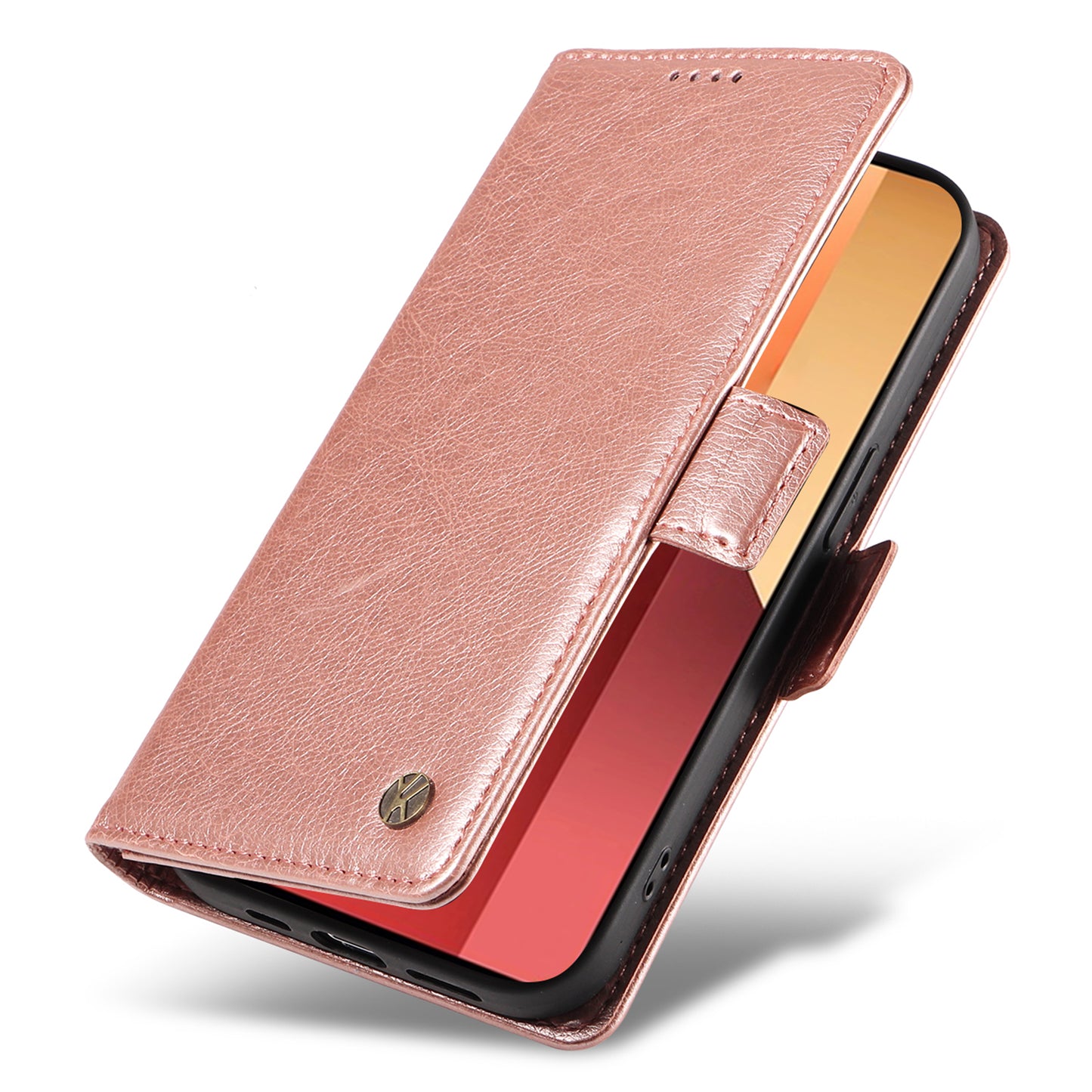 YIKATU YK-007 For Xiaomi Redmi Note 13 Pro 4G / Poco M6 Pro 4G Case Wallet Leather Phone Cover - Rose Gold