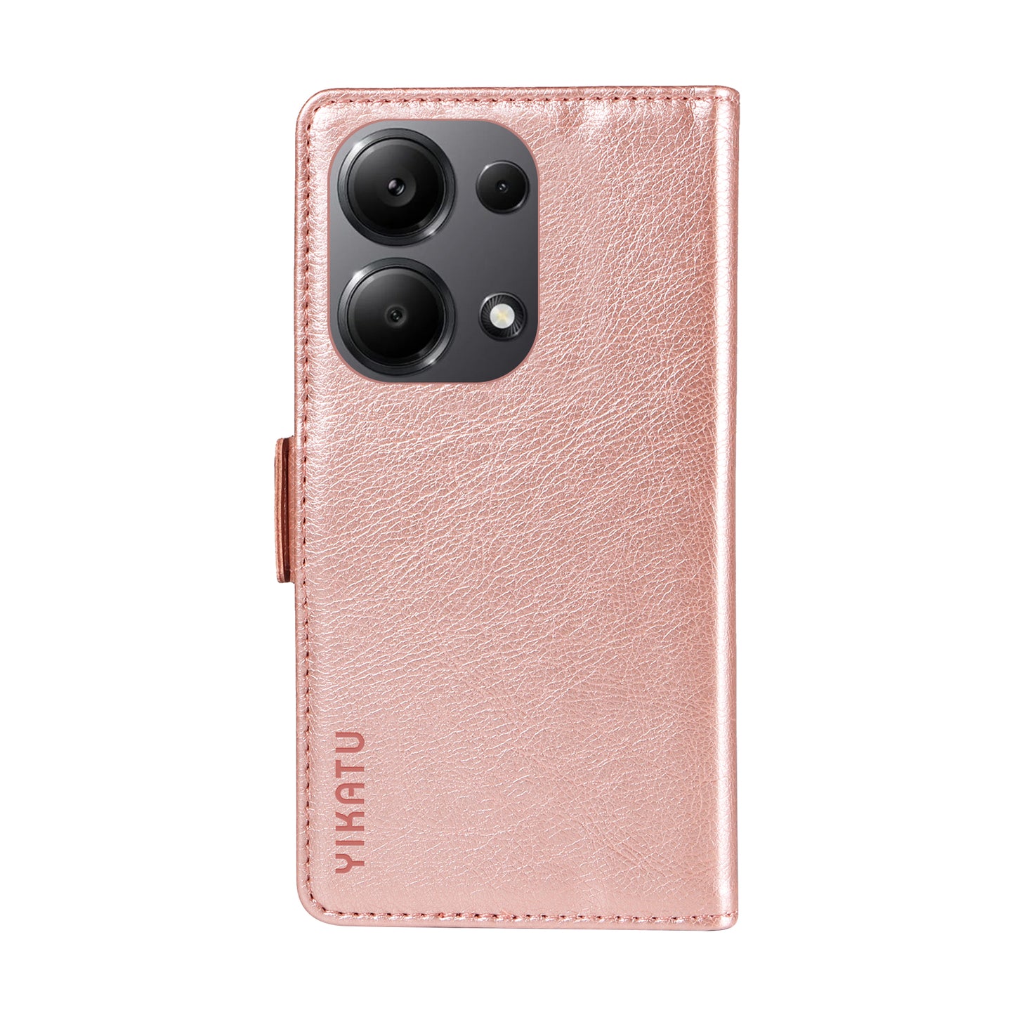 YIKATU YK-007 For Xiaomi Redmi Note 13 Pro 4G / Poco M6 Pro 4G Case Wallet Leather Phone Cover - Rose Gold