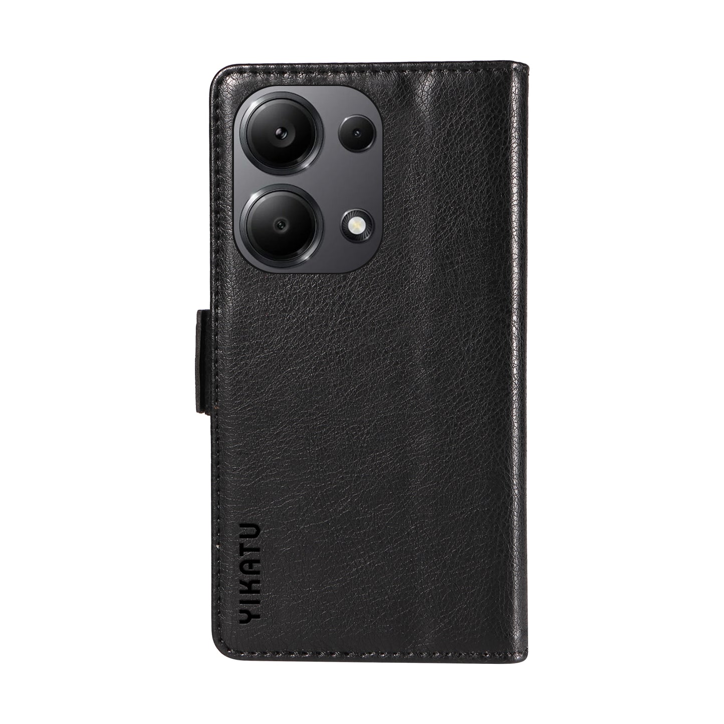 YIKATU YK-007 For Xiaomi Redmi Note 13 Pro 4G / Poco M6 Pro 4G Case Wallet Leather Phone Cover - Black