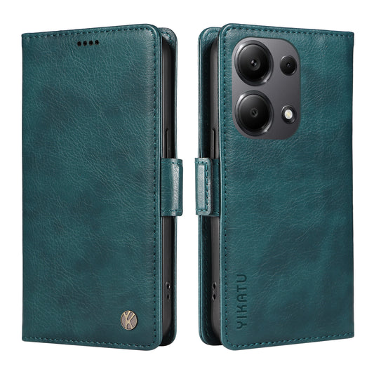 YIKATU YK-007 For Xiaomi Redmi Note 13 Pro 4G / Poco M6 Pro 4G Case Wallet Leather Phone Cover - Blue