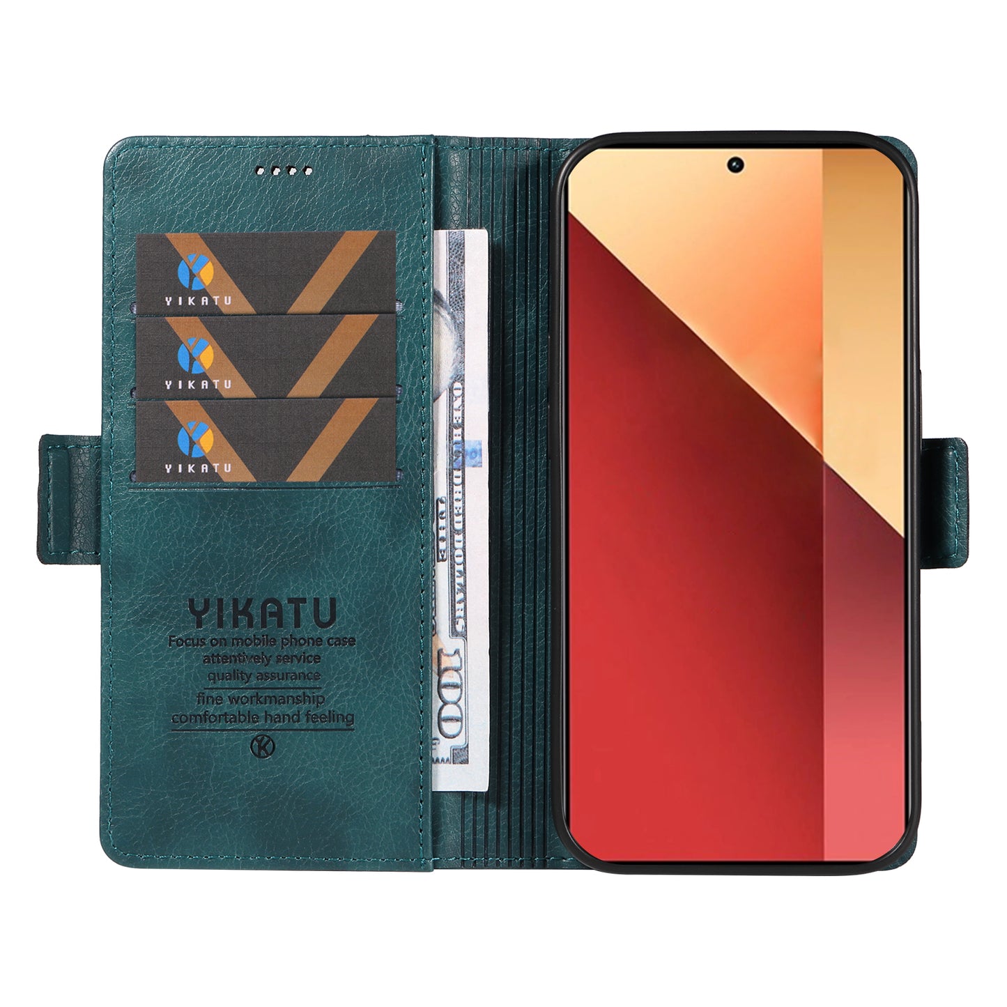 YIKATU YK-007 For Xiaomi Redmi Note 13 Pro 4G / Poco M6 Pro 4G Case Wallet Leather Phone Cover - Blue