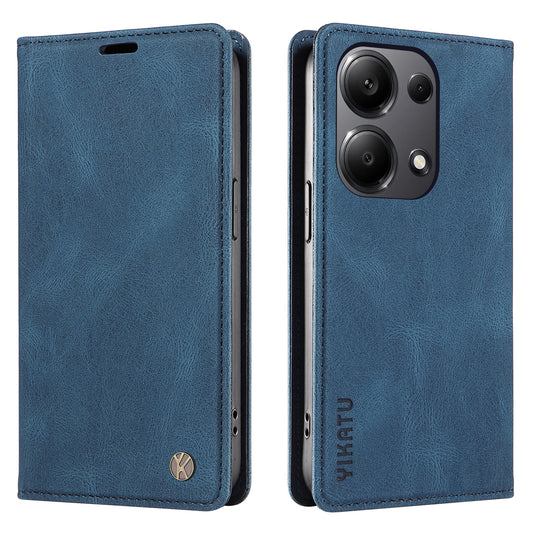 YIKATU YK-004 For Xiaomi Redmi Note 13 Pro 4G / Poco M6 Pro 4G Case Leather Skin-touch Phone Cover - Blue