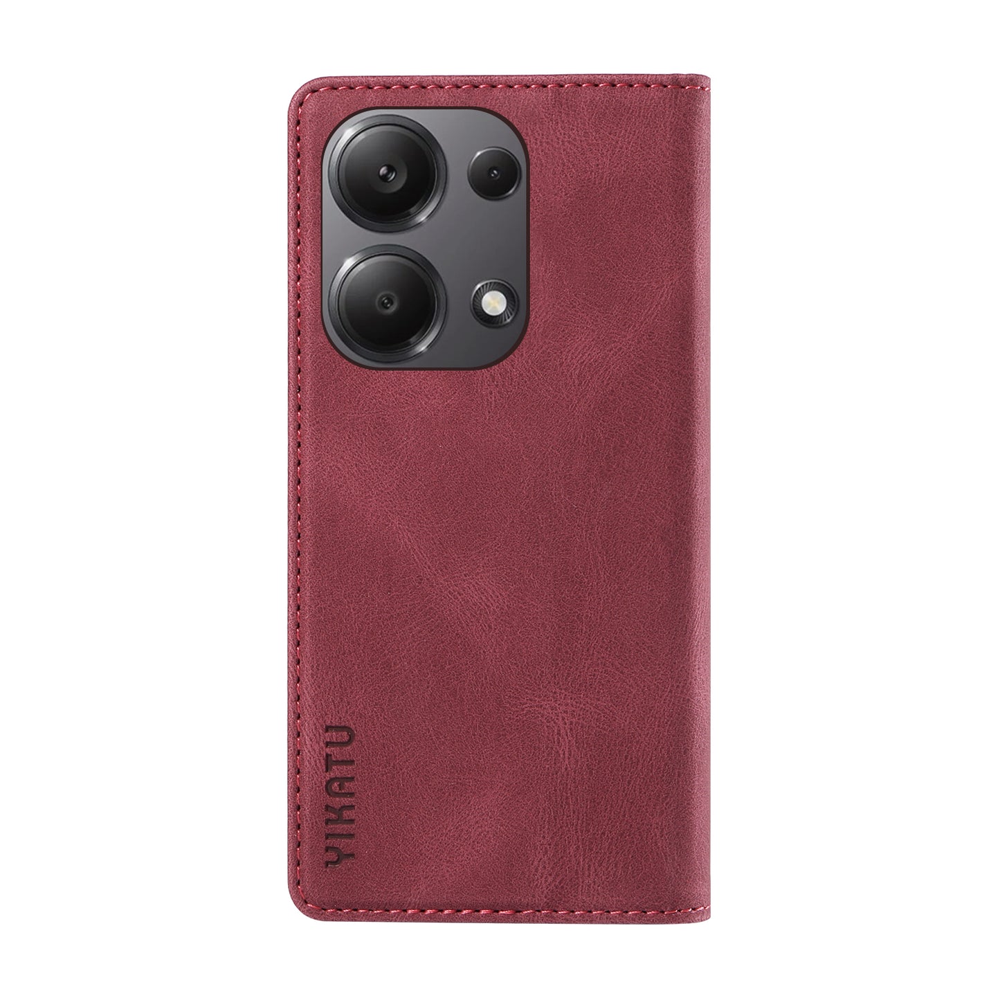 YIKATU YK-004 For Xiaomi Redmi Note 13 Pro 4G / Poco M6 Pro 4G Case Leather Skin-touch Phone Cover - Wine Red