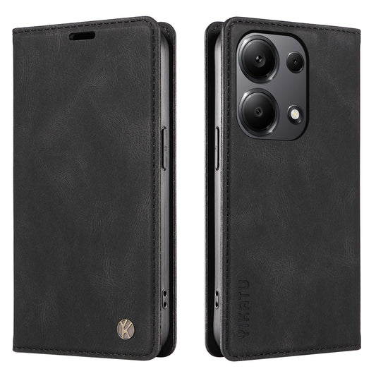 YIKATU YK-004 For Xiaomi Redmi Note 13 Pro 4G / Poco M6 Pro 4G Case Leather Skin-touch Phone Cover - Black