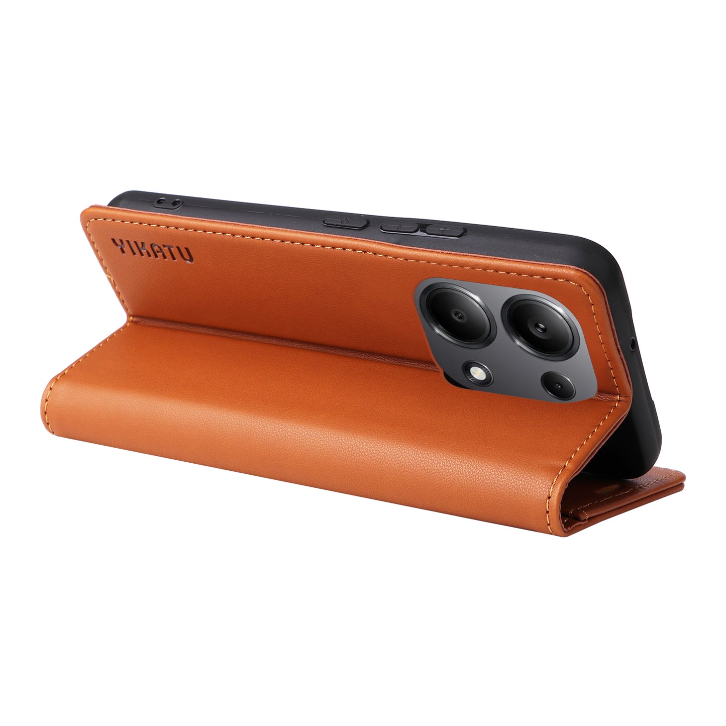 YIKATU YK-001 For Xiaomi Redmi Note 13 Pro 4G / Poco M6 Pro 4G Case Magnetic Absorption PU Leather Cover - Brown