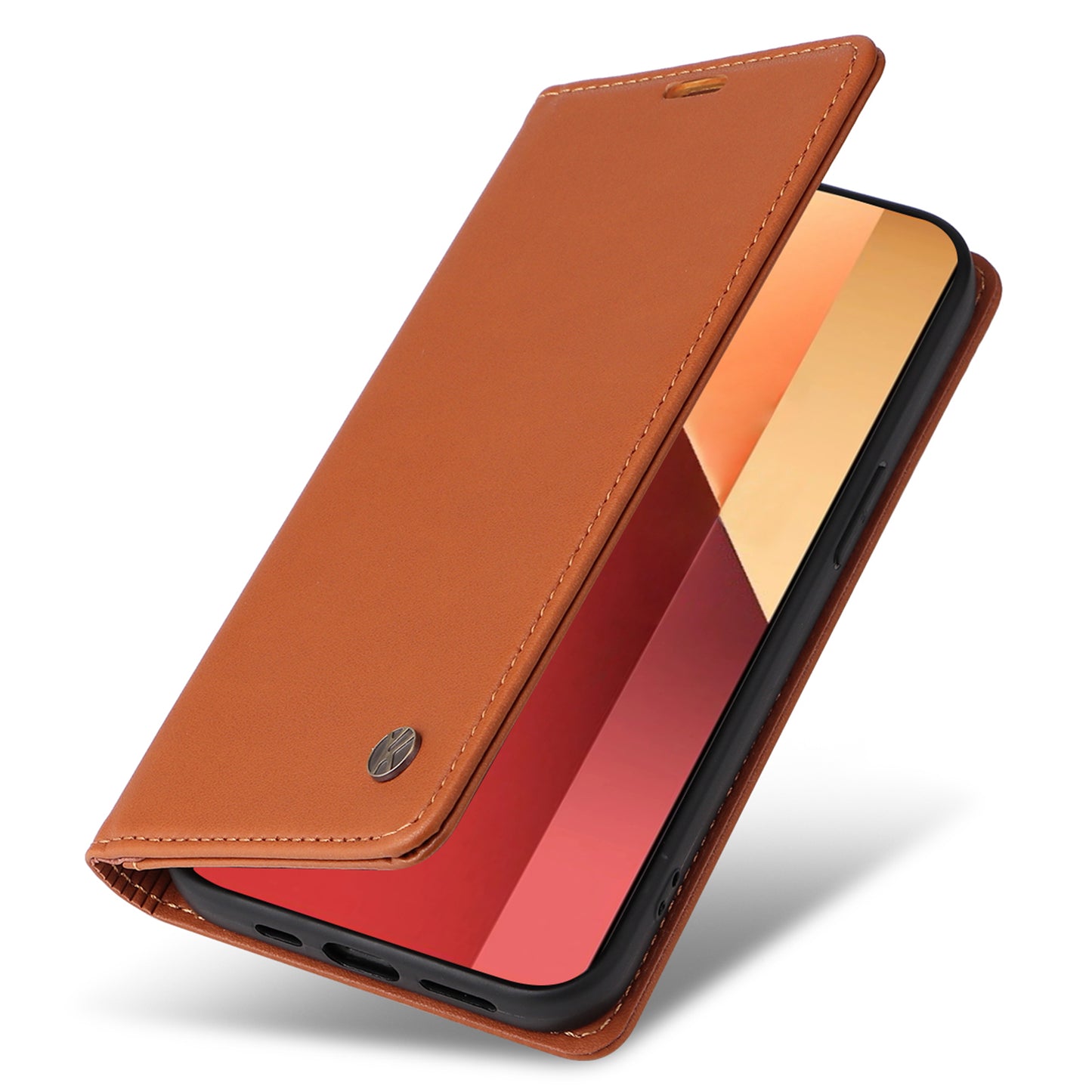 YIKATU YK-001 For Xiaomi Redmi Note 13 Pro 4G / Poco M6 Pro 4G Case Magnetic Absorption PU Leather Cover - Brown