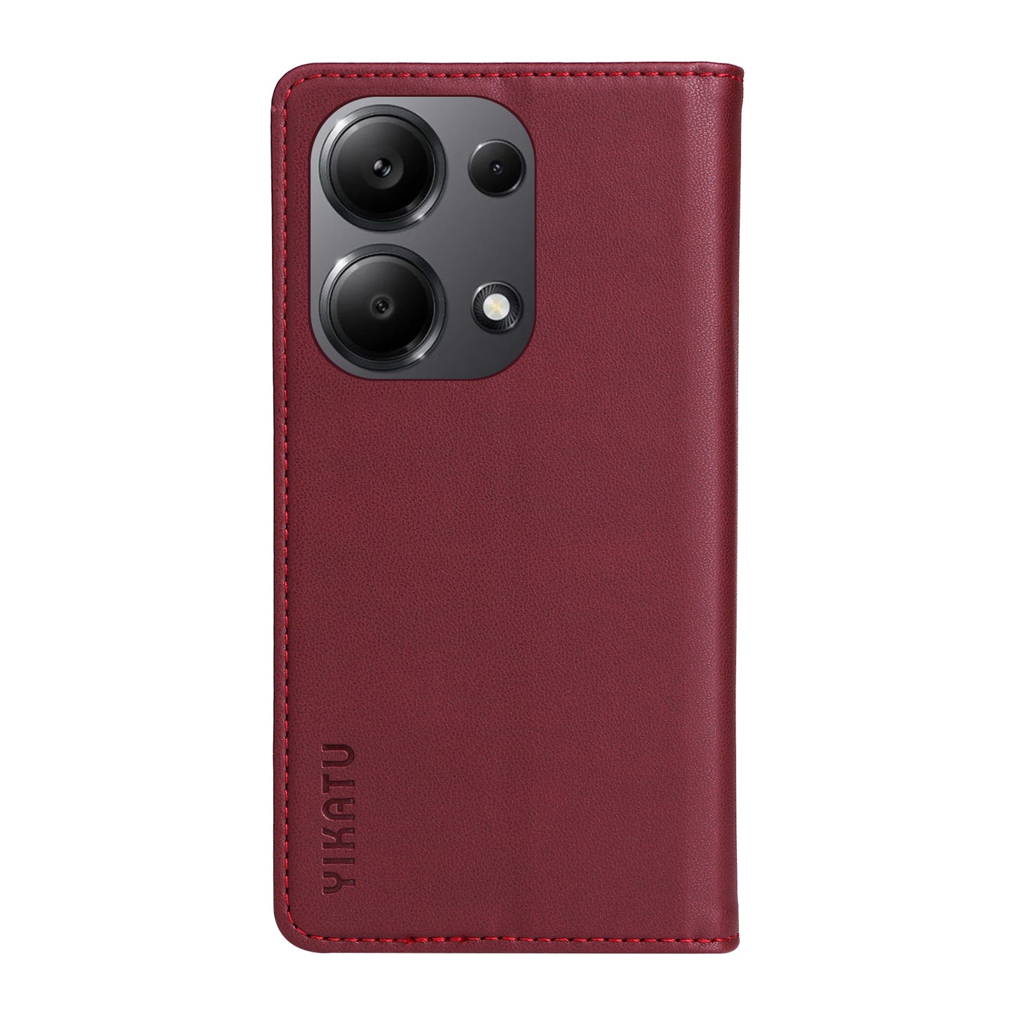 YIKATU YK-001 For Xiaomi Redmi Note 13 Pro 4G / Poco M6 Pro 4G Case Magnetic Absorption PU Leather Cover - Wine Red