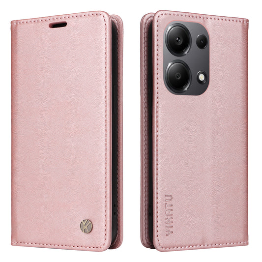 YIKATU YK-001 For Xiaomi Redmi Note 13 Pro 4G / Poco M6 Pro 4G Case Magnetic Absorption PU Leather Cover - Rose Gold