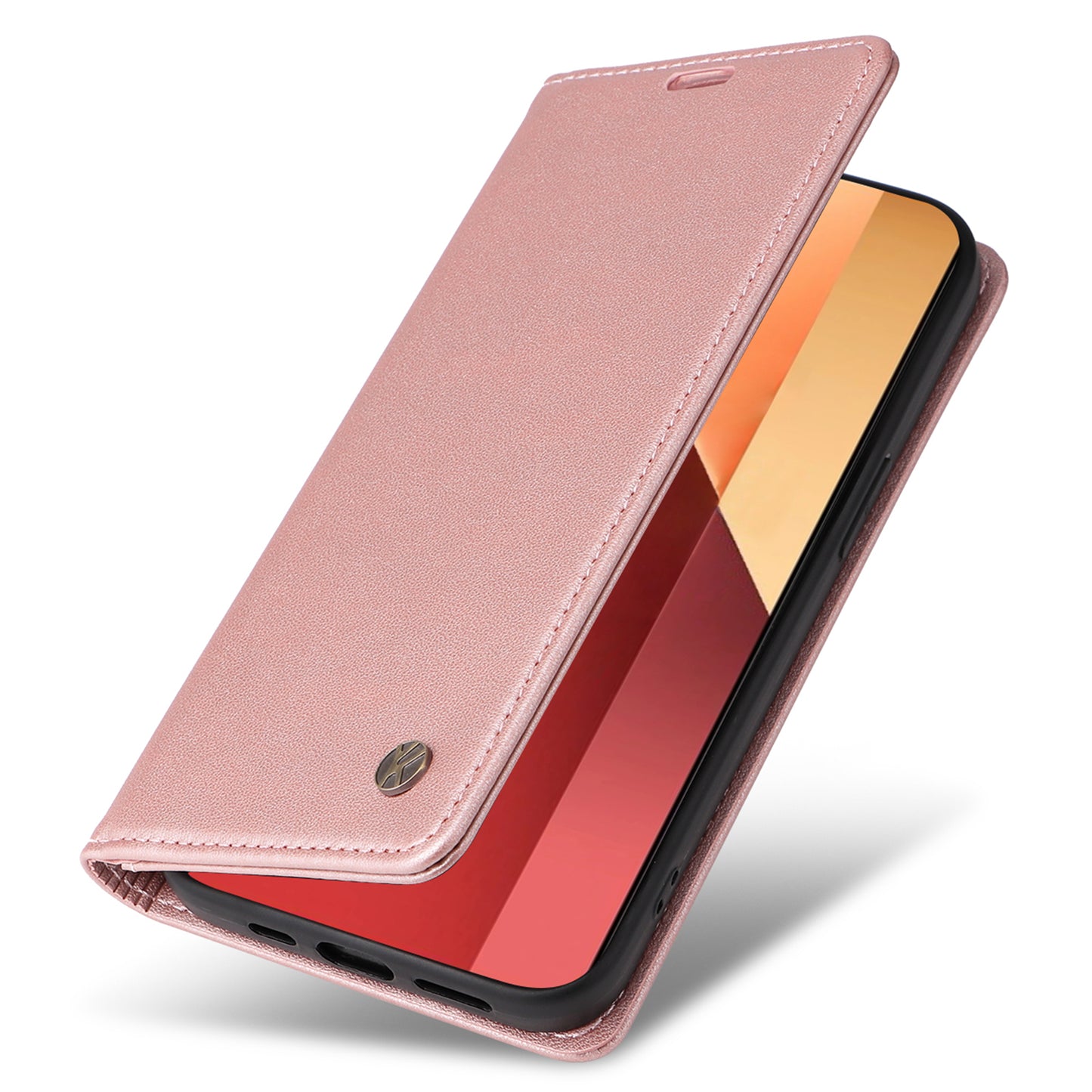YIKATU YK-001 For Xiaomi Redmi Note 13 Pro 4G / Poco M6 Pro 4G Case Magnetic Absorption PU Leather Cover - Rose Gold