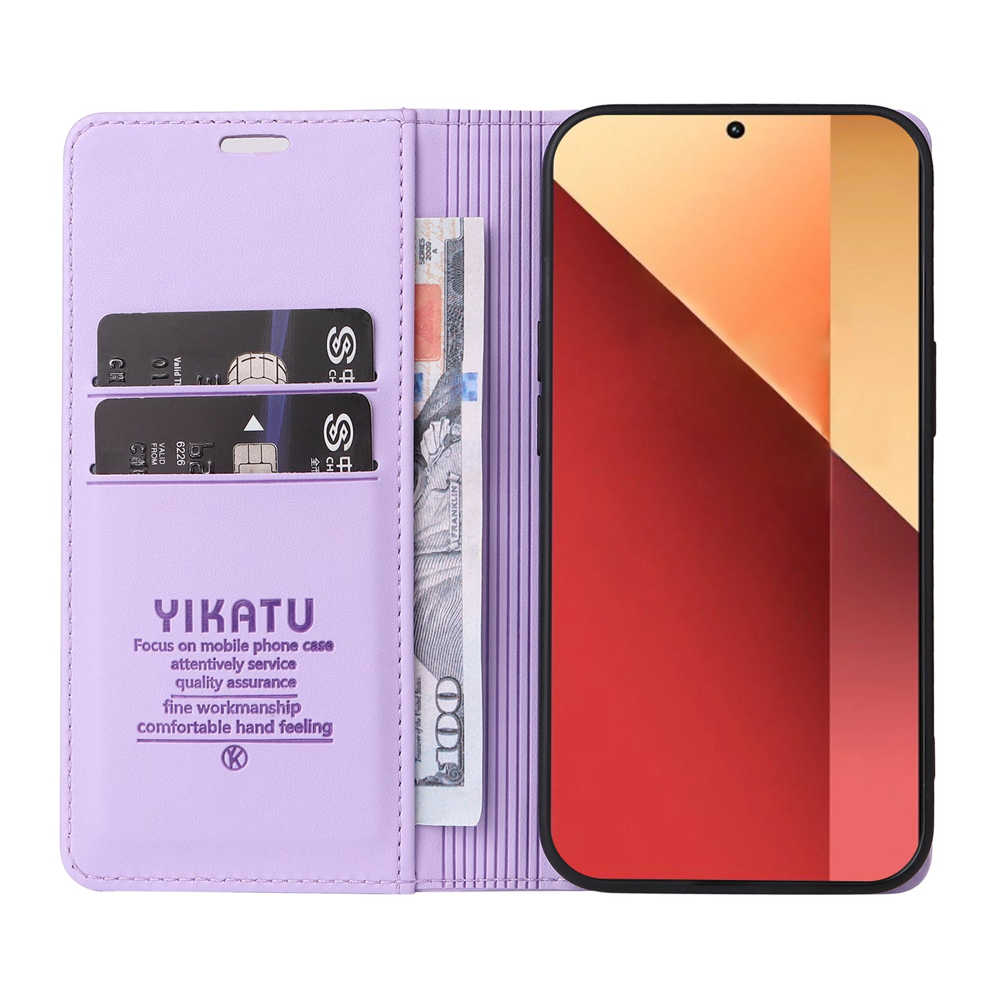 YIKATU YK-001 For Xiaomi Redmi Note 13 Pro 4G / Poco M6 Pro 4G Case Magnetic Absorption PU Leather Cover - Light Purple