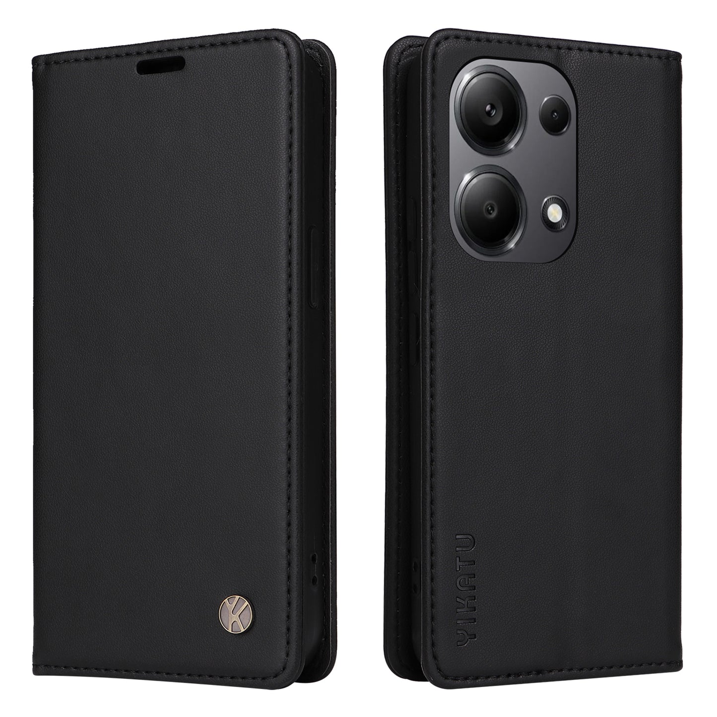 YIKATU YK-001 For Xiaomi Redmi Note 13 Pro 4G / Poco M6 Pro 4G Case Magnetic Absorption PU Leather Cover - Black