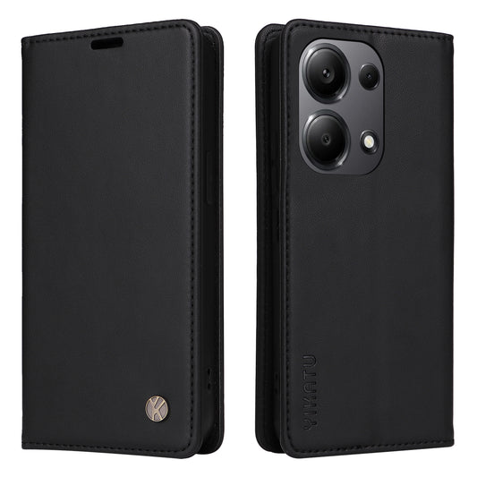 YIKATU YK-001 For Xiaomi Redmi Note 13 Pro 4G / Poco M6 Pro 4G Case Magnetic Absorption PU Leather Cover - Black