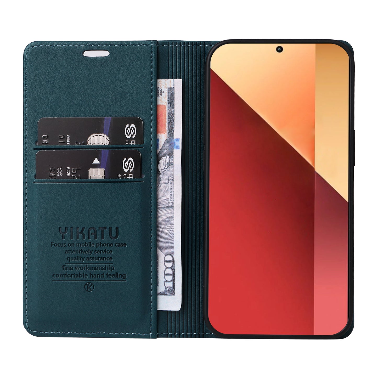 YIKATU YK-001 For Xiaomi Redmi Note 13 Pro 4G / Poco M6 Pro 4G Case Magnetic Absorption PU Leather Cover - Green
