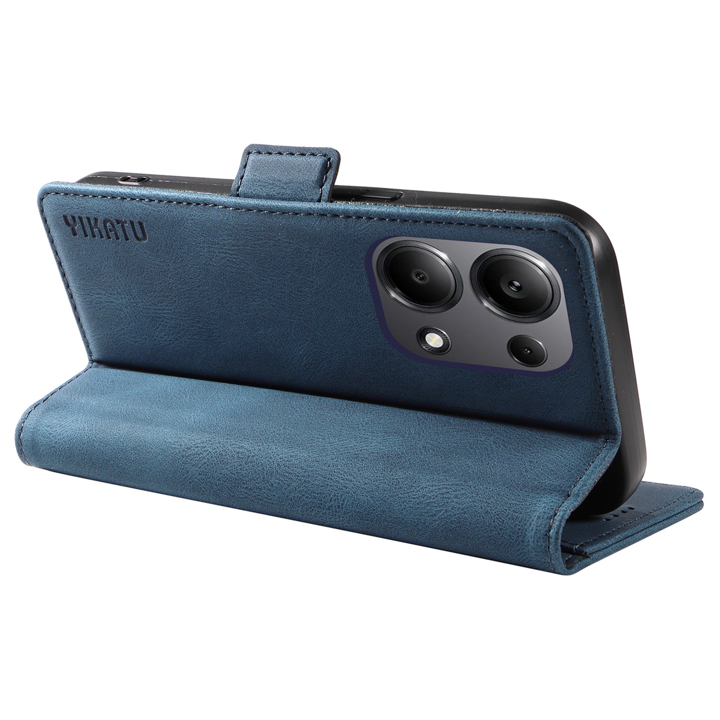 YIKATU YK-005 For Xiaomi Redmi Note 13 Pro 4G / Poco M6 Pro 4G Case Wallet Flip Phone Cover - Blue