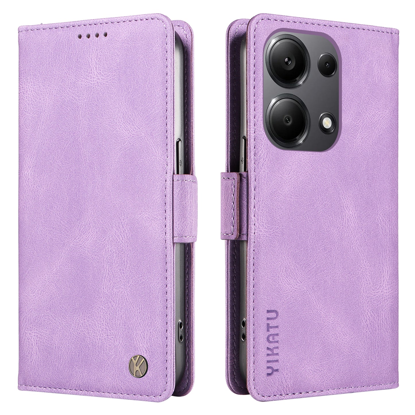 YIKATU YK-005 For Xiaomi Redmi Note 13 Pro 4G / Poco M6 Pro 4G Case Wallet Flip Phone Cover - Purple