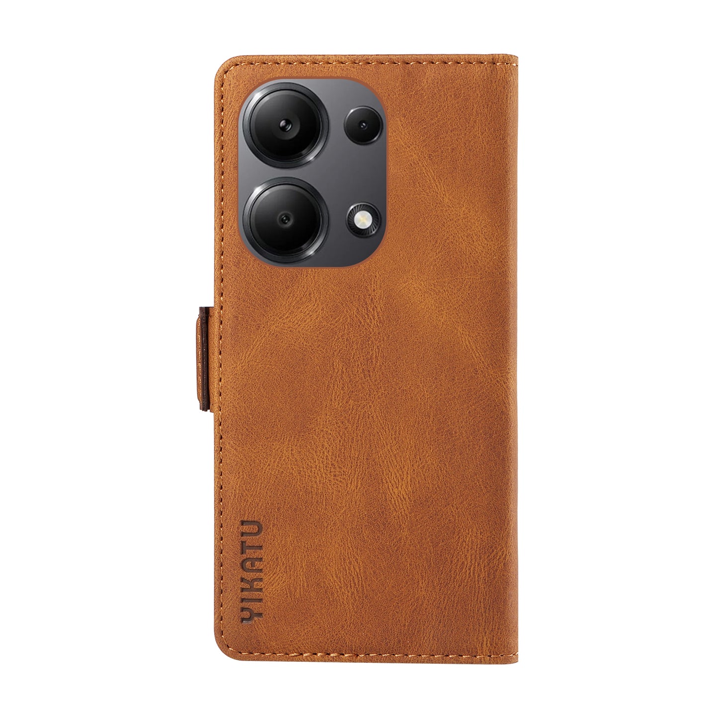 YIKATU YK-005 For Xiaomi Redmi Note 13 Pro 4G / Poco M6 Pro 4G Case Wallet Flip Phone Cover - Brown