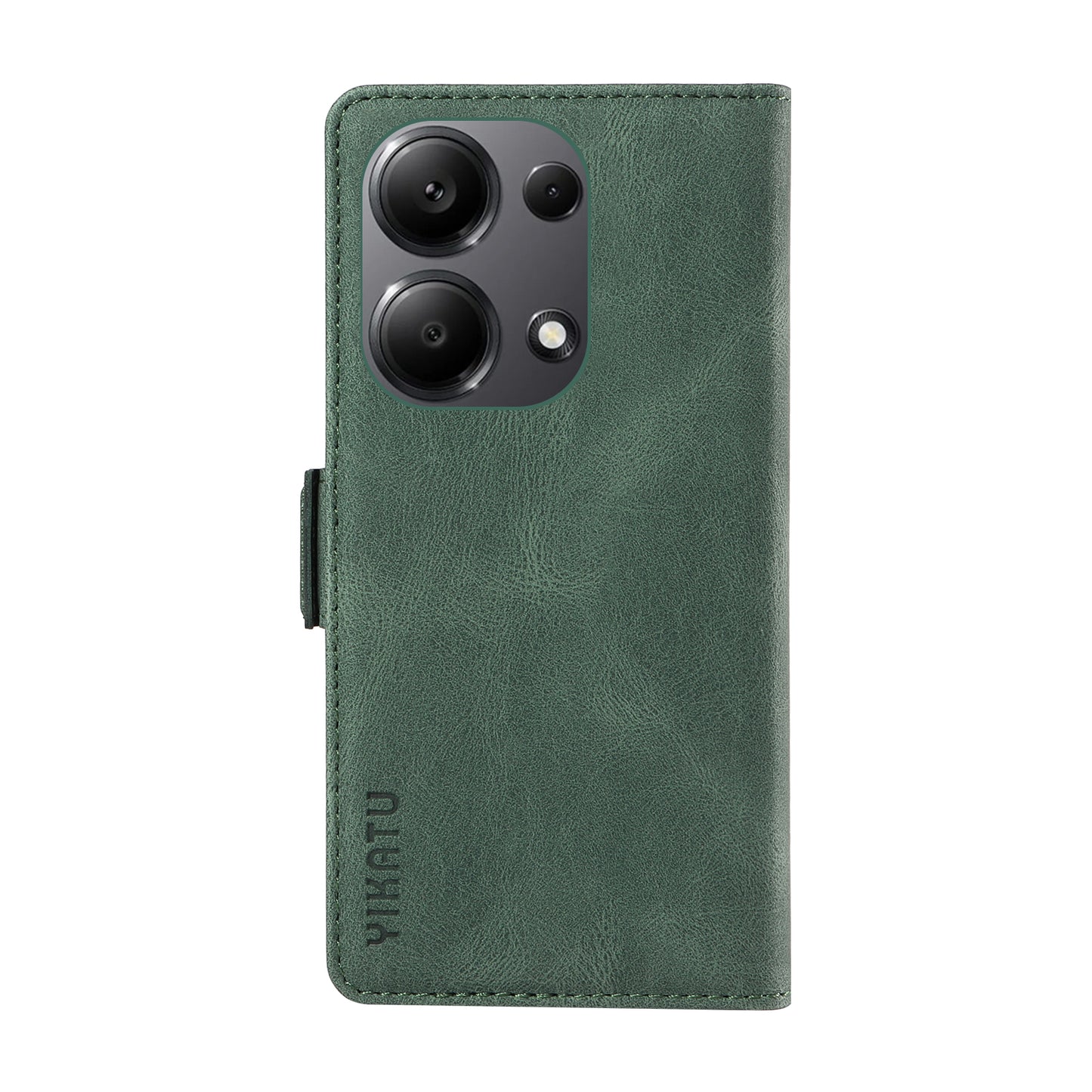 YIKATU YK-005 For Xiaomi Redmi Note 13 Pro 4G / Poco M6 Pro 4G Case Wallet Flip Phone Cover - Green