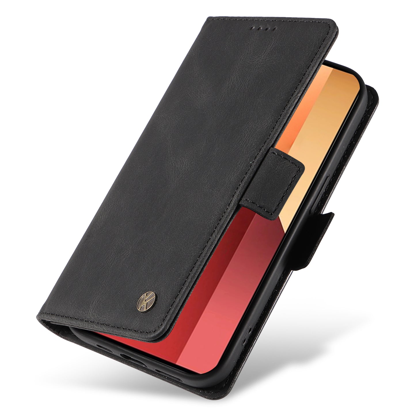 YIKATU YK-005 For Xiaomi Redmi Note 13 Pro 4G / Poco M6 Pro 4G Case Wallet Flip Phone Cover - Black
