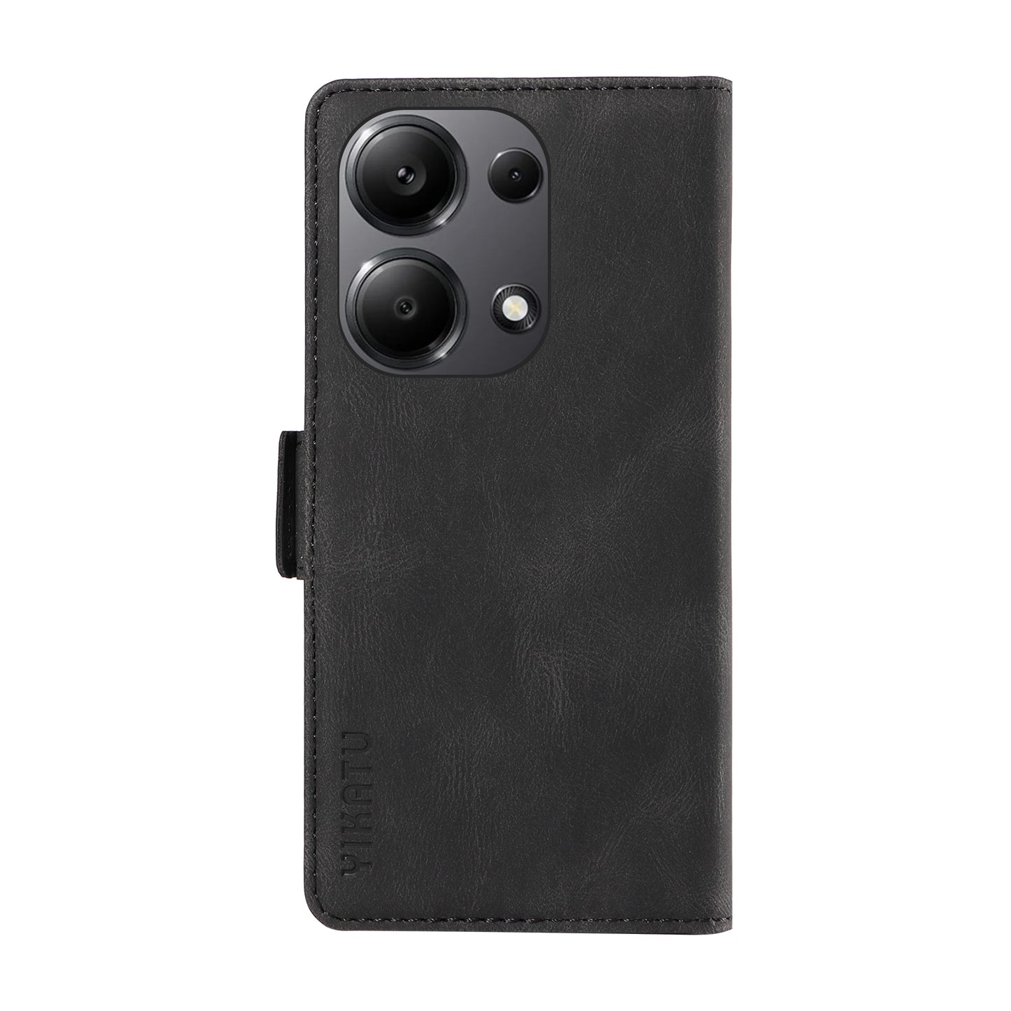 YIKATU YK-005 For Xiaomi Redmi Note 13 Pro 4G / Poco M6 Pro 4G Case Wallet Flip Phone Cover - Black