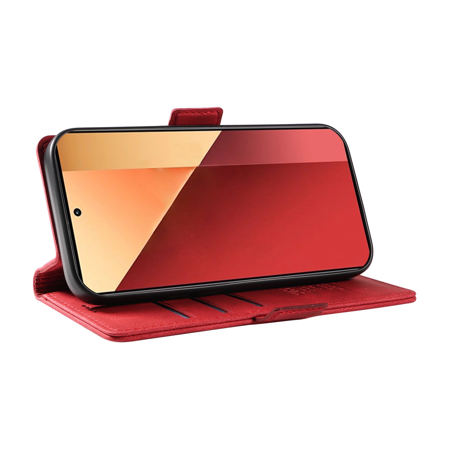 YIKATU YK-005 For Xiaomi Redmi Note 13 Pro 4G / Poco M6 Pro 4G Case Wallet Flip Phone Cover - Red