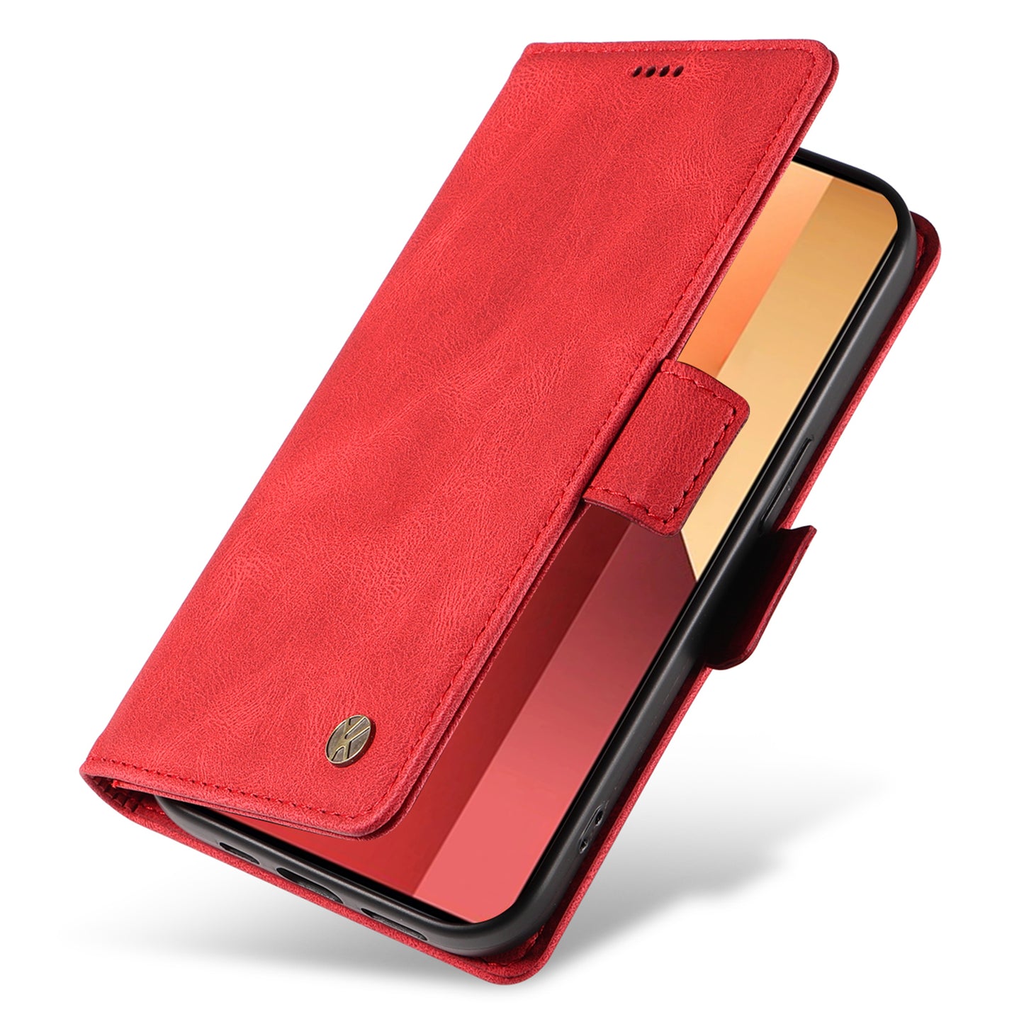 YIKATU YK-005 For Xiaomi Redmi Note 13 Pro 4G / Poco M6 Pro 4G Case Wallet Flip Phone Cover - Red