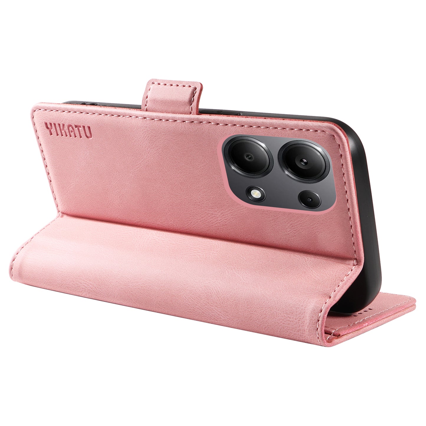 YIKATU YK-005 For Xiaomi Redmi Note 13 Pro 4G / Poco M6 Pro 4G Case Wallet Flip Phone Cover - Pink