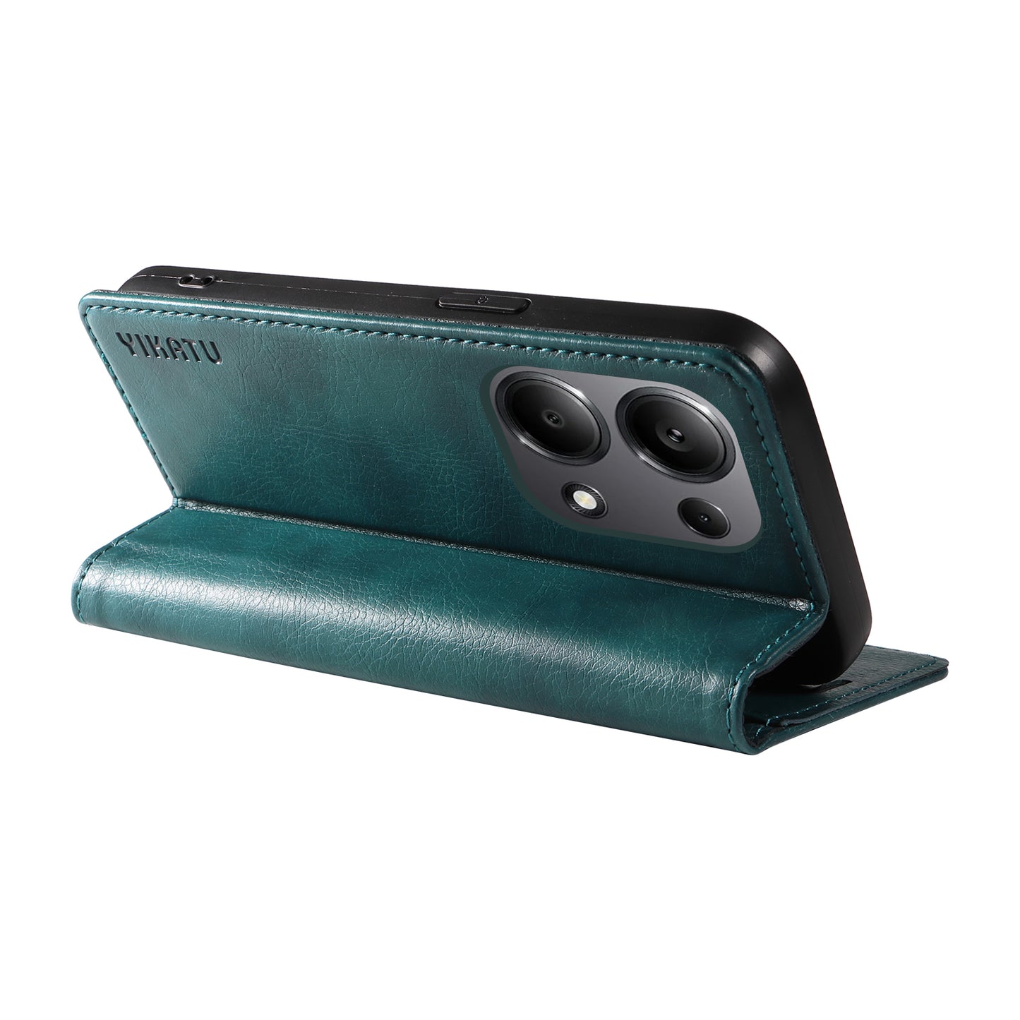 YIKATU YK-006 For Xiaomi Redmi Note 13 Pro 4G / Poco M6 Pro 4G Case Flip Wallet Phone Cover Litchi Texture - Blue