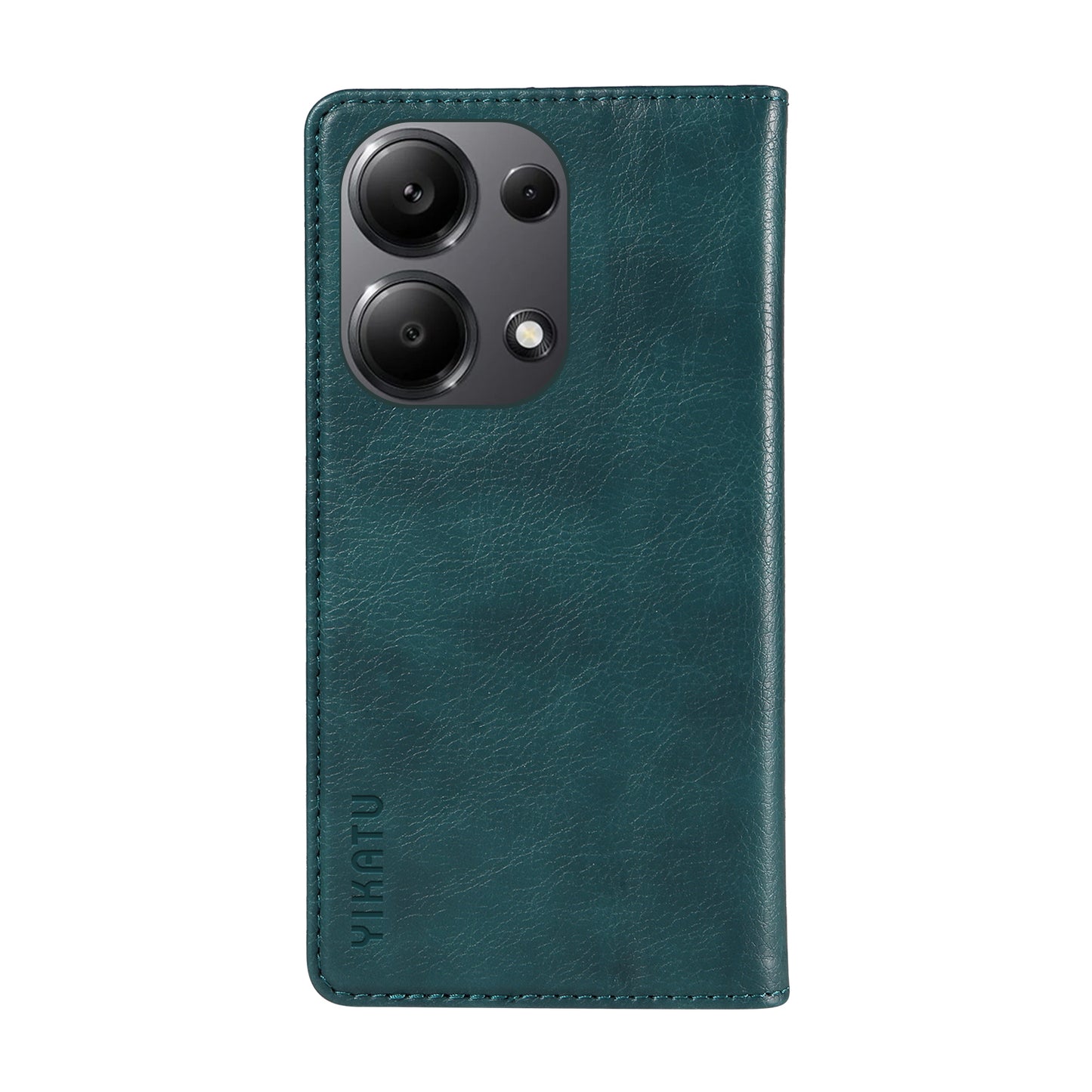 YIKATU YK-006 For Xiaomi Redmi Note 13 Pro 4G / Poco M6 Pro 4G Case Flip Wallet Phone Cover Litchi Texture - Blue