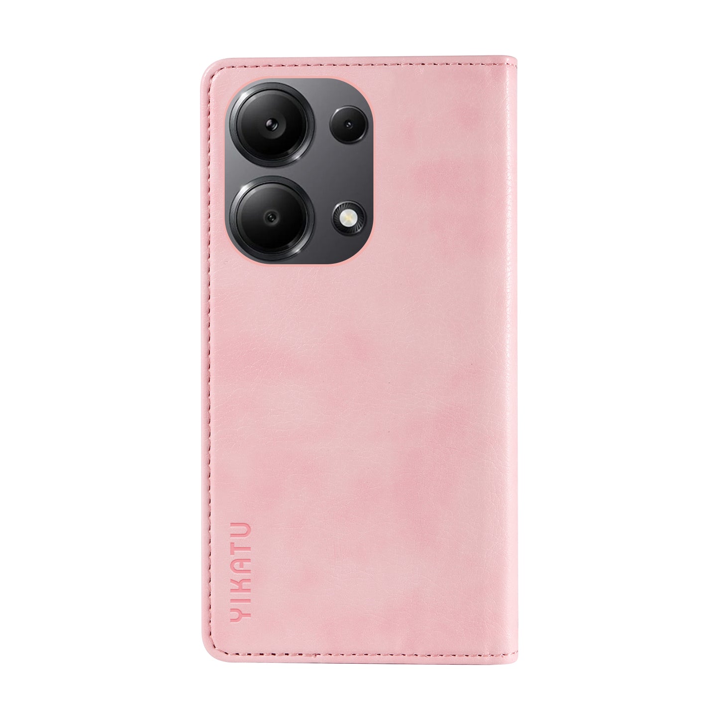 YIKATU YK-006 For Xiaomi Redmi Note 13 Pro 4G / Poco M6 Pro 4G Case Flip Wallet Phone Cover Litchi Texture - Pink