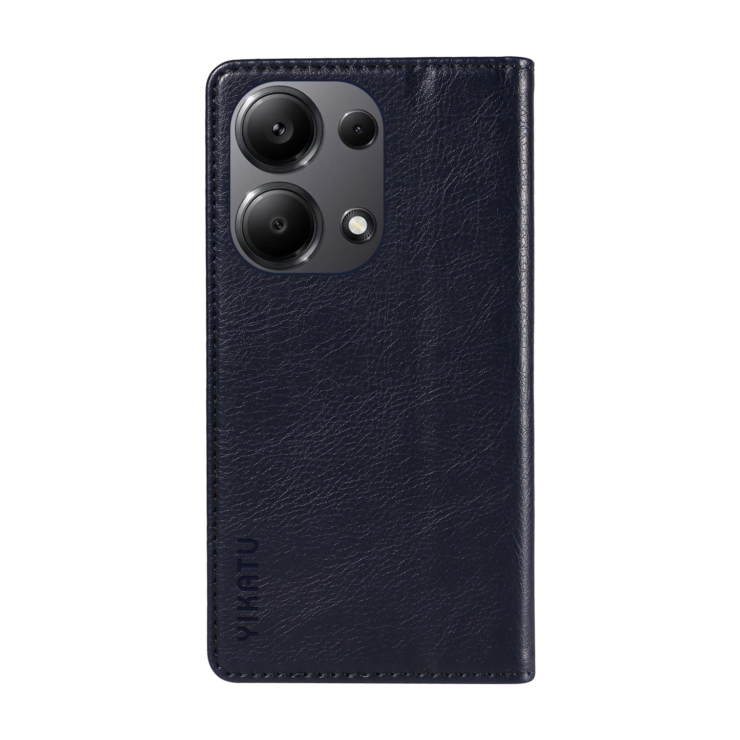 YIKATU YK-006 For Xiaomi Redmi Note 13 Pro 4G / Poco M6 Pro 4G Case Flip Wallet Phone Cover Litchi Texture - Navy Blue