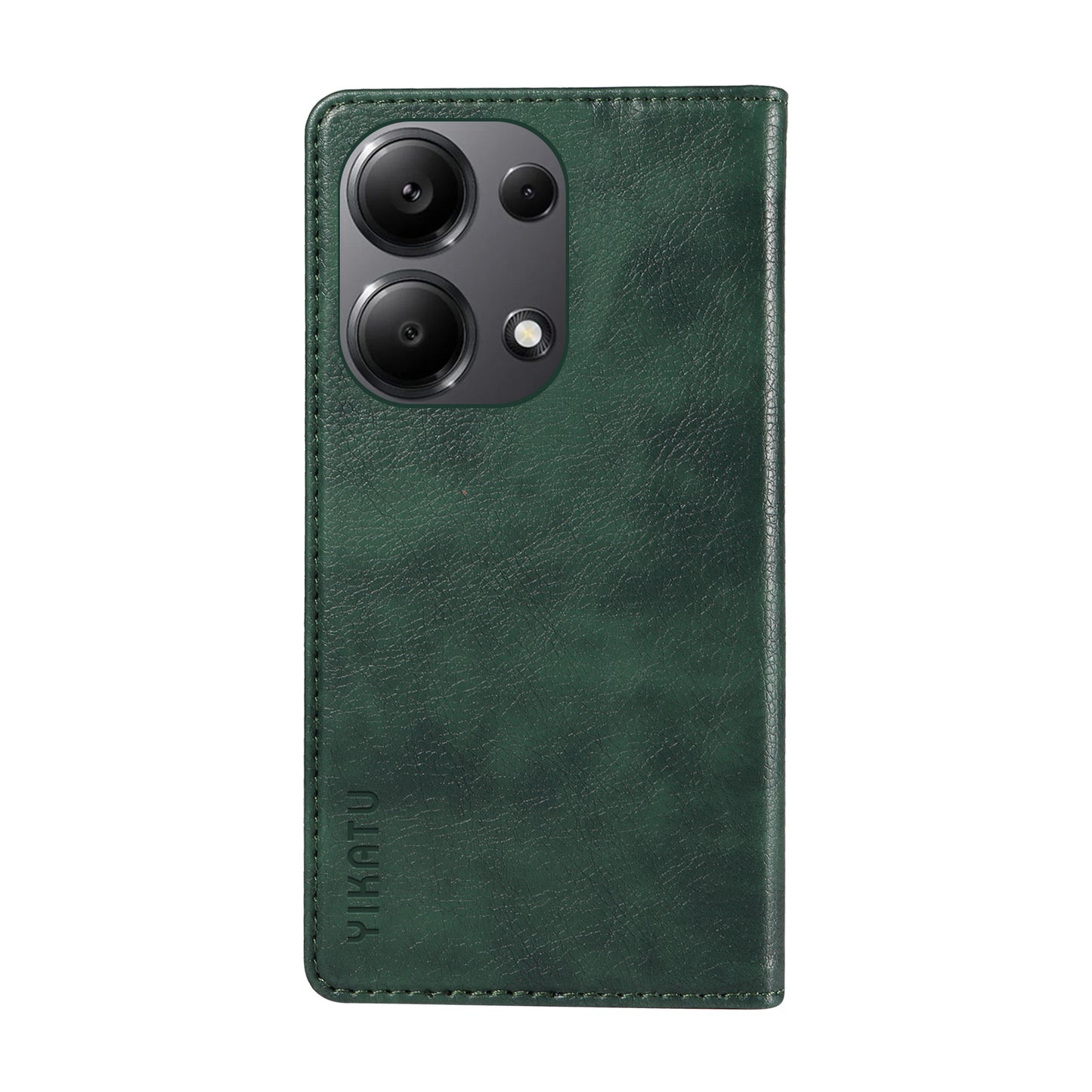 YIKATU YK-006 For Xiaomi Redmi Note 13 Pro 4G / Poco M6 Pro 4G Case Flip Wallet Phone Cover Litchi Texture - Green