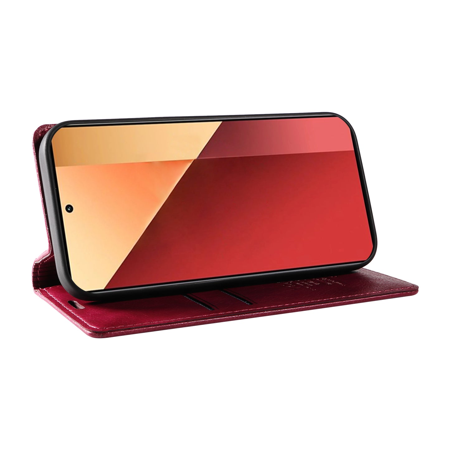 YIKATU YK-006 For Xiaomi Redmi Note 13 Pro 4G / Poco M6 Pro 4G Case Flip Wallet Phone Cover Litchi Texture - Wine Red