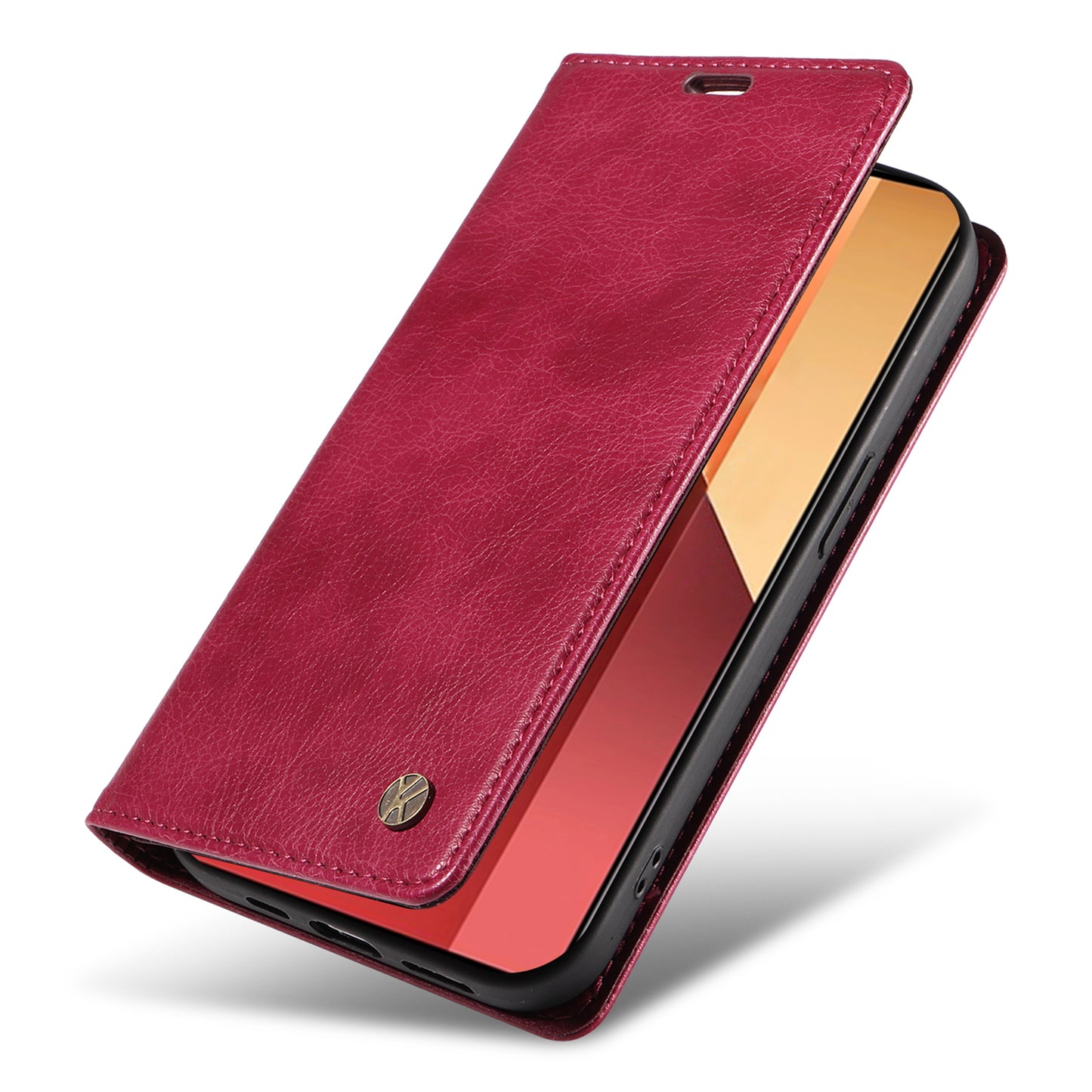 YIKATU YK-006 For Xiaomi Redmi Note 13 Pro 4G / Poco M6 Pro 4G Case Flip Wallet Phone Cover Litchi Texture - Wine Red
