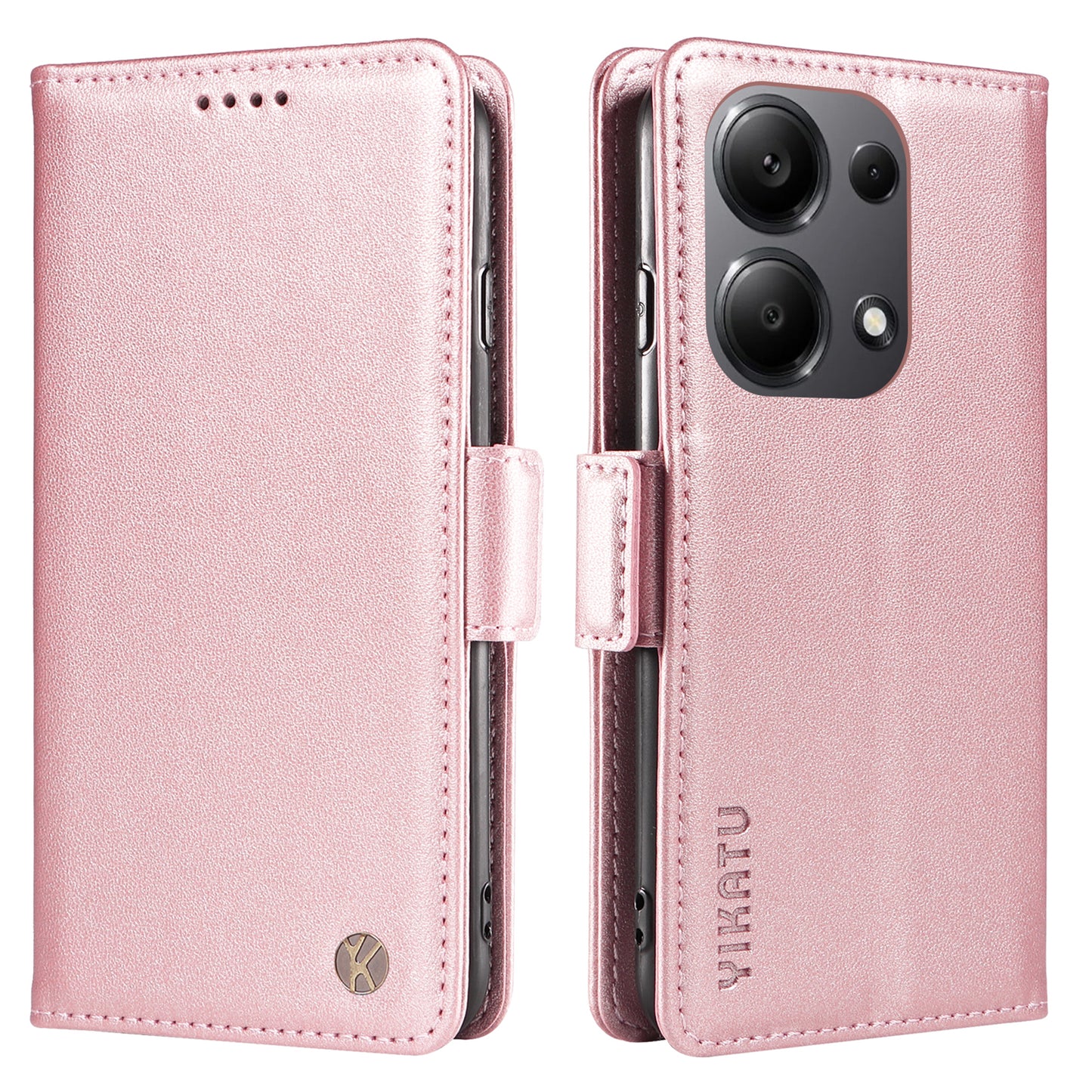 YIKATU YK-003 For Xiaomi Redmi Note 13 Pro 4G / Poco M6 Pro 4G Phone Case Stand Magnetic Protect Cover - Rose Gold