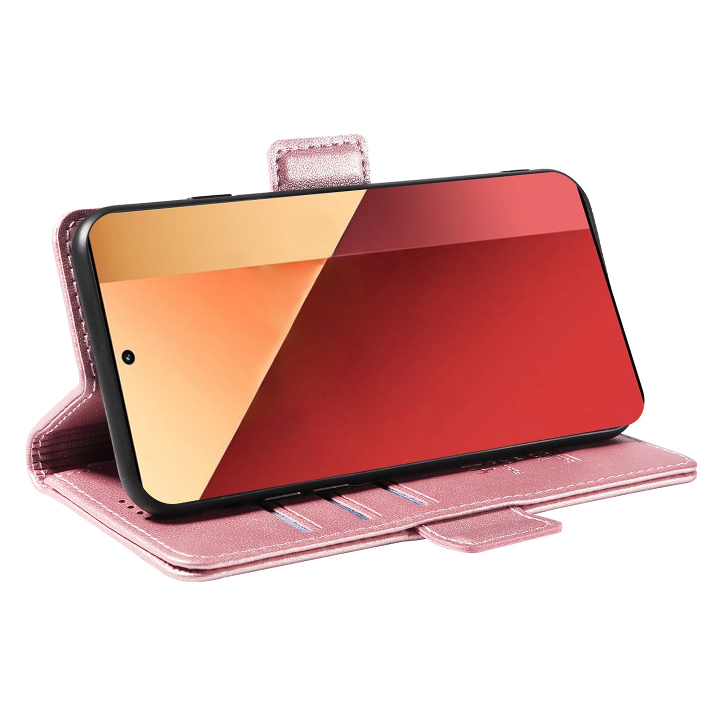 YIKATU YK-003 For Xiaomi Redmi Note 13 Pro 4G / Poco M6 Pro 4G Phone Case Stand Magnetic Protect Cover - Rose Gold