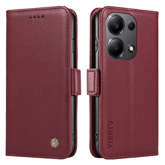YIKATU YK-003 For Xiaomi Redmi Note 13 Pro 4G / Poco M6 Pro 4G Phone Case Stand Magnetic Protect Cover - Wine Red