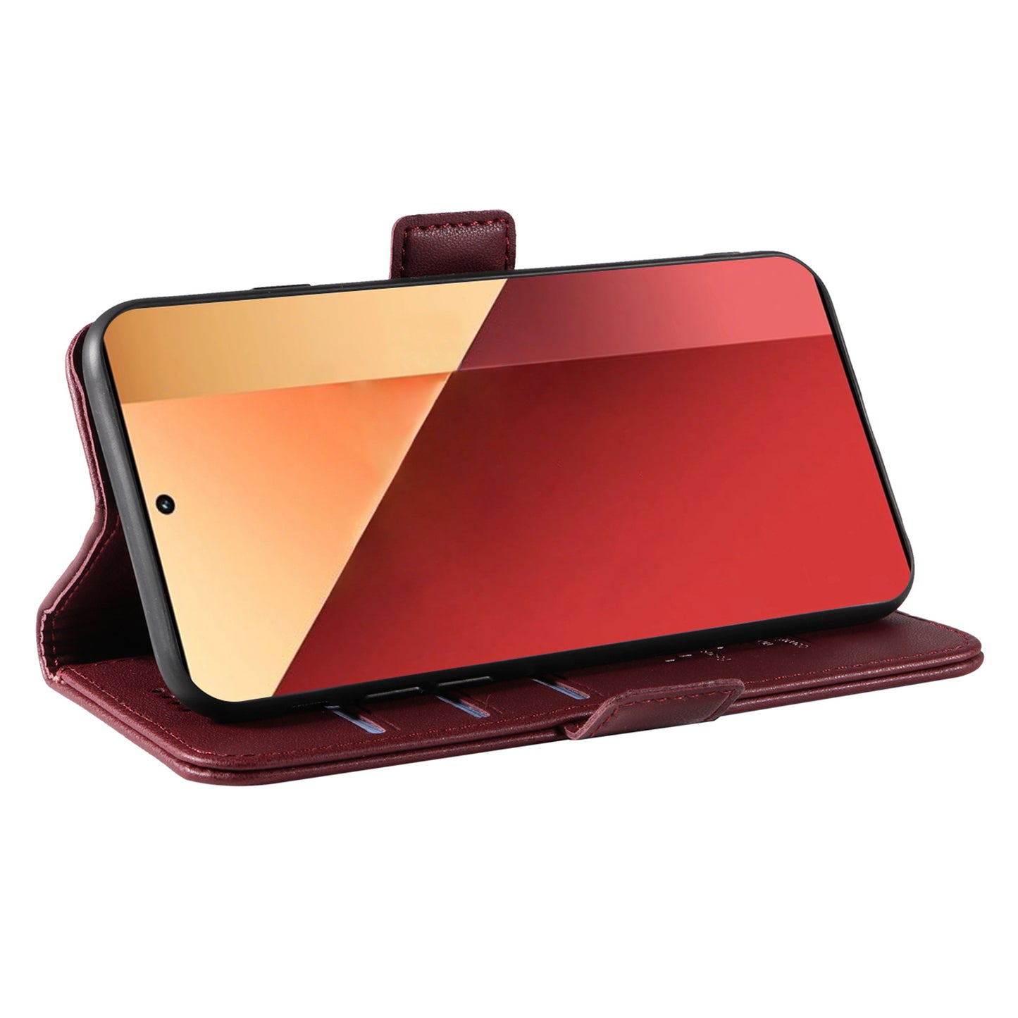 YIKATU YK-003 For Xiaomi Redmi Note 13 Pro 4G / Poco M6 Pro 4G Phone Case Stand Magnetic Protect Cover - Wine Red