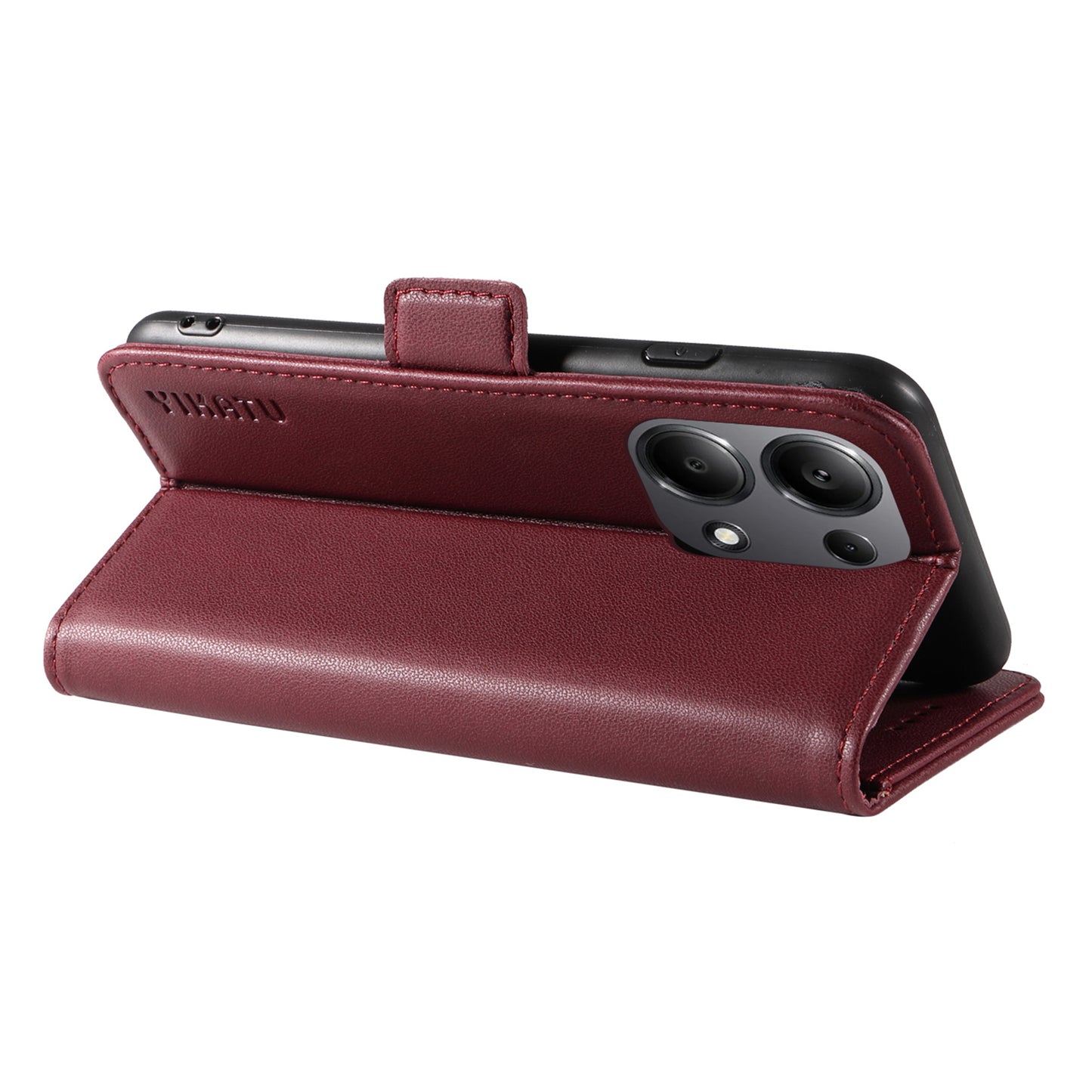 YIKATU YK-003 For Xiaomi Redmi Note 13 Pro 4G / Poco M6 Pro 4G Phone Case Stand Magnetic Protect Cover - Wine Red