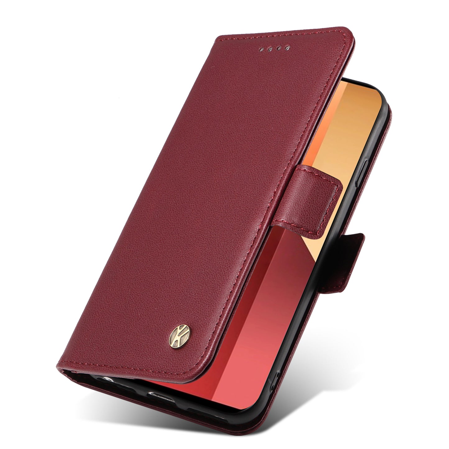 YIKATU YK-003 For Xiaomi Redmi Note 13 Pro 4G / Poco M6 Pro 4G Phone Case Stand Magnetic Protect Cover - Wine Red