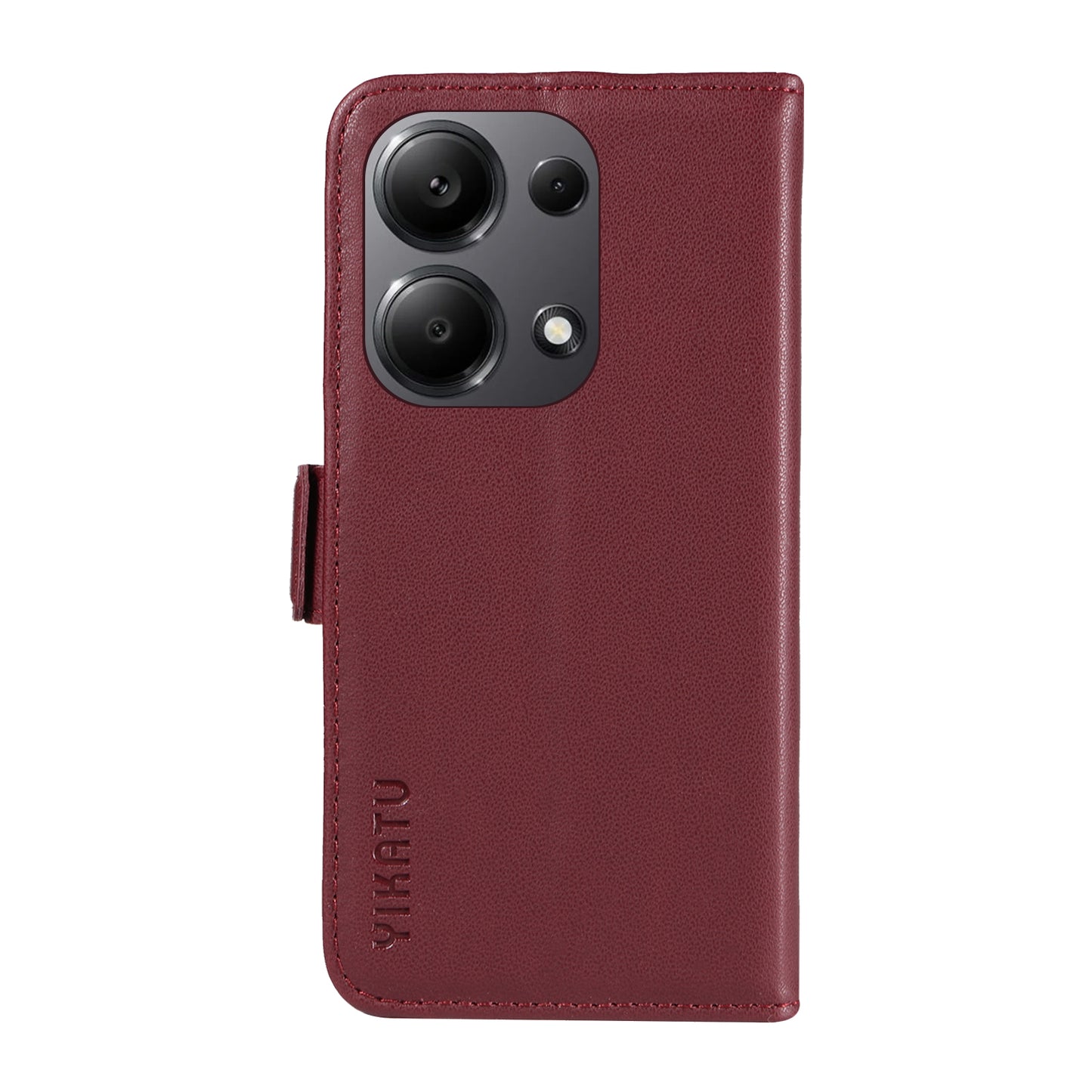 YIKATU YK-003 For Xiaomi Redmi Note 13 Pro 4G / Poco M6 Pro 4G Phone Case Stand Magnetic Protect Cover - Wine Red