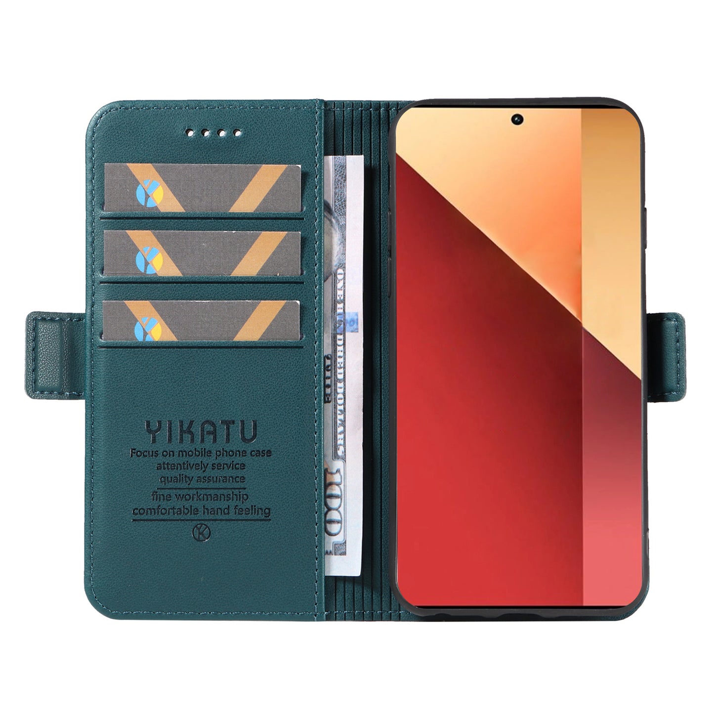 YIKATU YK-003 For Xiaomi Redmi Note 13 Pro 4G / Poco M6 Pro 4G Phone Case Stand Magnetic Protect Cover - Green