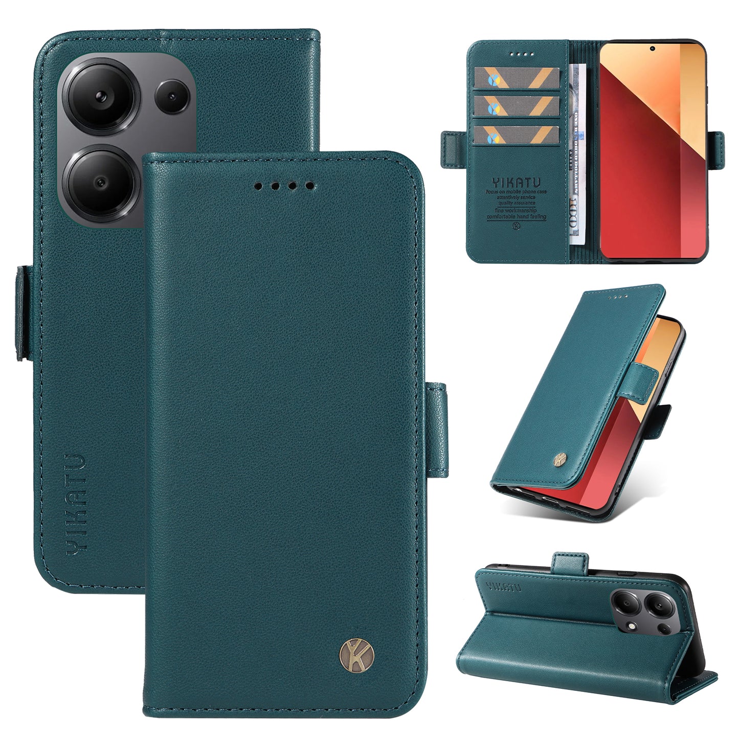 YIKATU YK-003 For Xiaomi Redmi Note 13 Pro 4G / Poco M6 Pro 4G Phone Case Stand Magnetic Protect Cover - Green