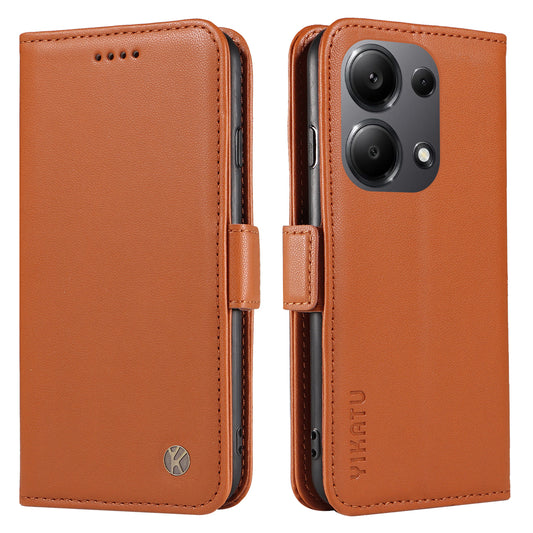 YIKATU YK-003 For Xiaomi Redmi Note 13 Pro 4G / Poco M6 Pro 4G Phone Case Stand Magnetic Protect Cover - Brown