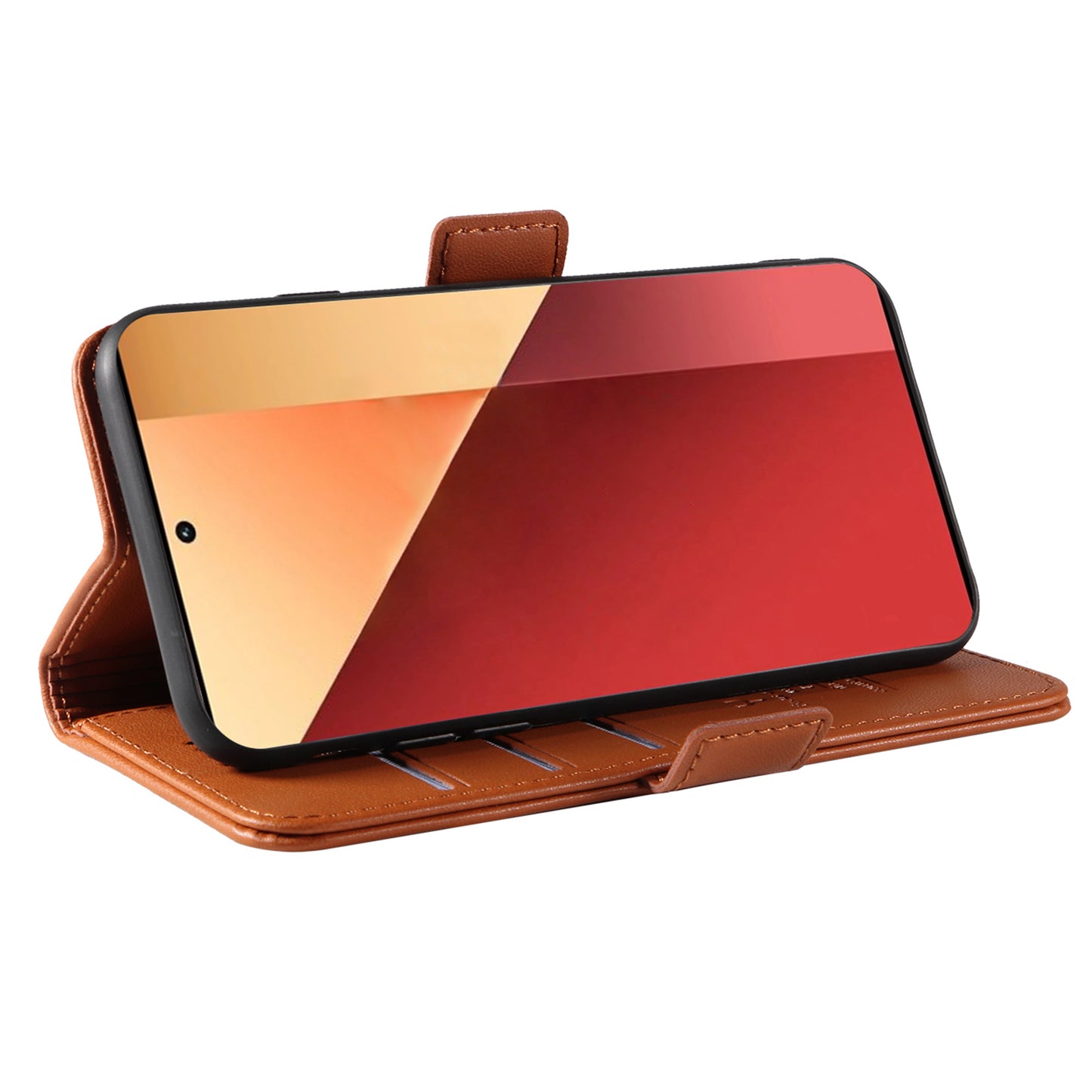 YIKATU YK-003 For Xiaomi Redmi Note 13 Pro 4G / Poco M6 Pro 4G Phone Case Stand Magnetic Protect Cover - Brown
