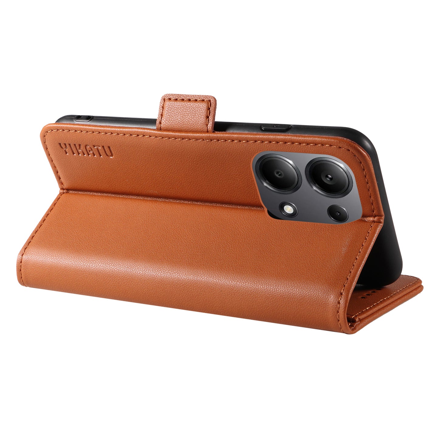YIKATU YK-003 For Xiaomi Redmi Note 13 Pro 4G / Poco M6 Pro 4G Phone Case Stand Magnetic Protect Cover - Brown