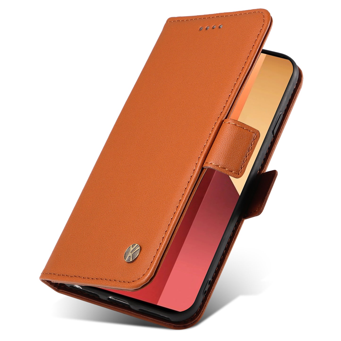 YIKATU YK-003 For Xiaomi Redmi Note 13 Pro 4G / Poco M6 Pro 4G Phone Case Stand Magnetic Protect Cover - Brown