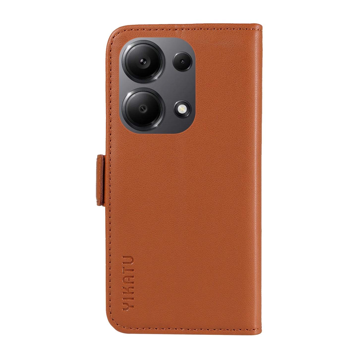 YIKATU YK-003 For Xiaomi Redmi Note 13 Pro 4G / Poco M6 Pro 4G Phone Case Stand Magnetic Protect Cover - Brown
