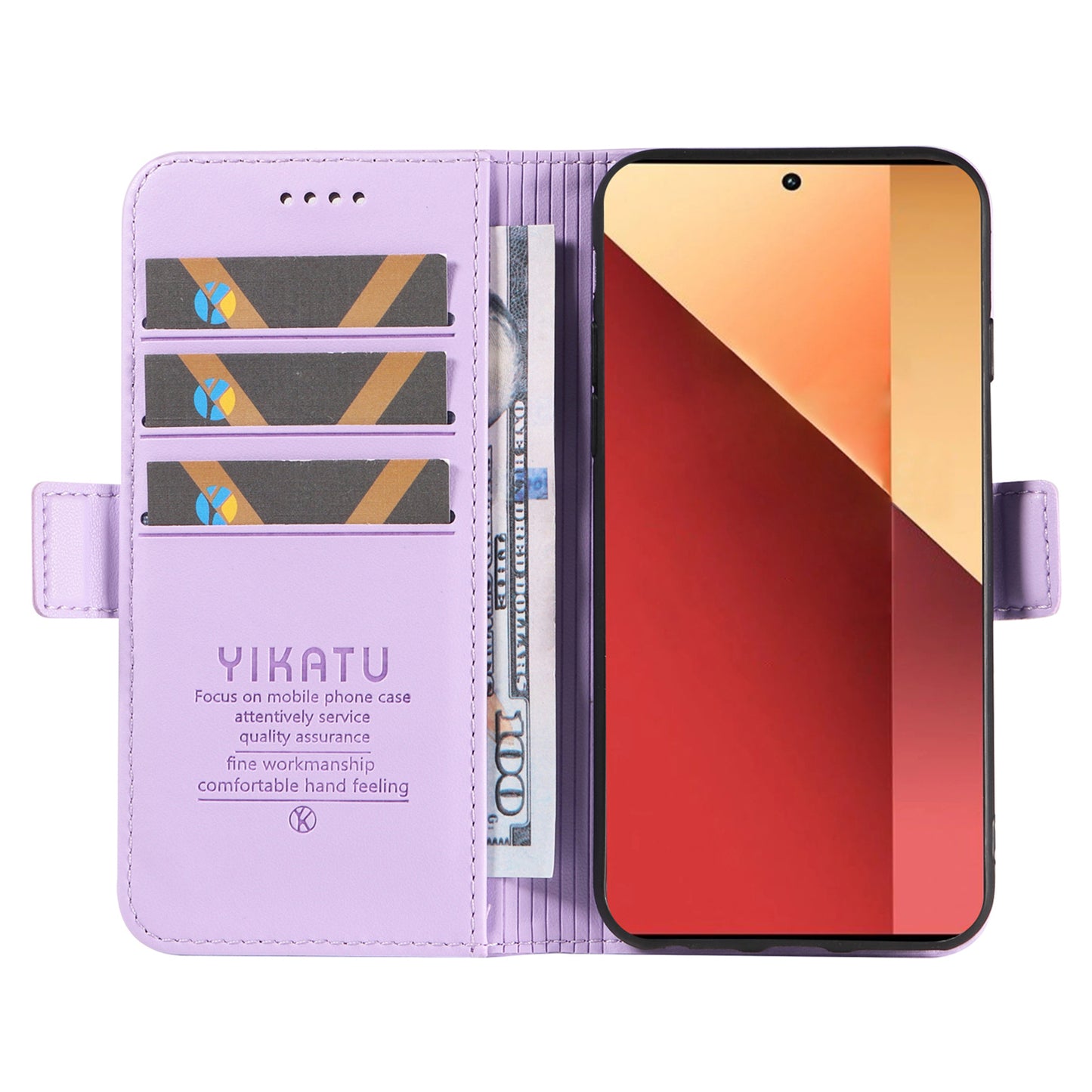 YIKATU YK-003 For Xiaomi Redmi Note 13 Pro 4G / Poco M6 Pro 4G Phone Case Stand Magnetic Protect Cover - Light Purple