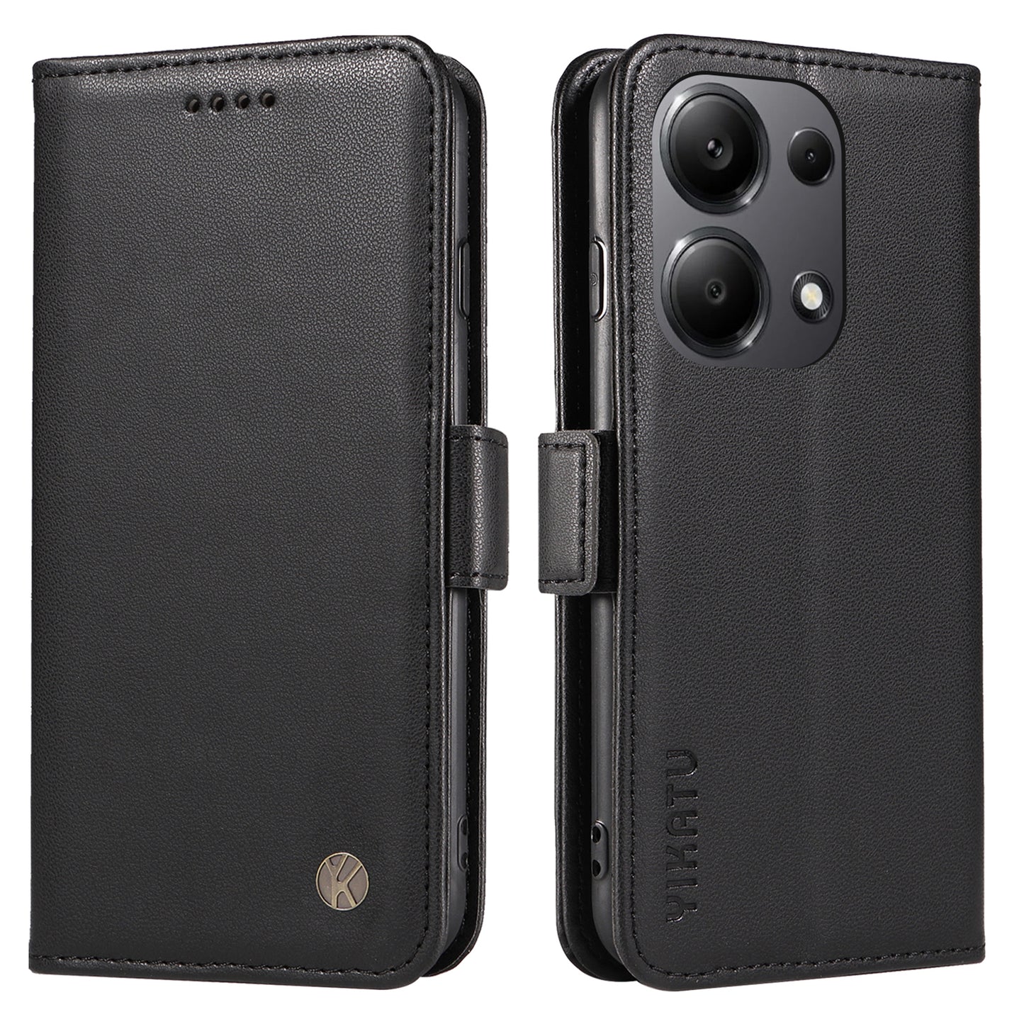 YIKATU YK-003 For Xiaomi Redmi Note 13 Pro 4G / Poco M6 Pro 4G Phone Case Stand Magnetic Protect Cover - Black