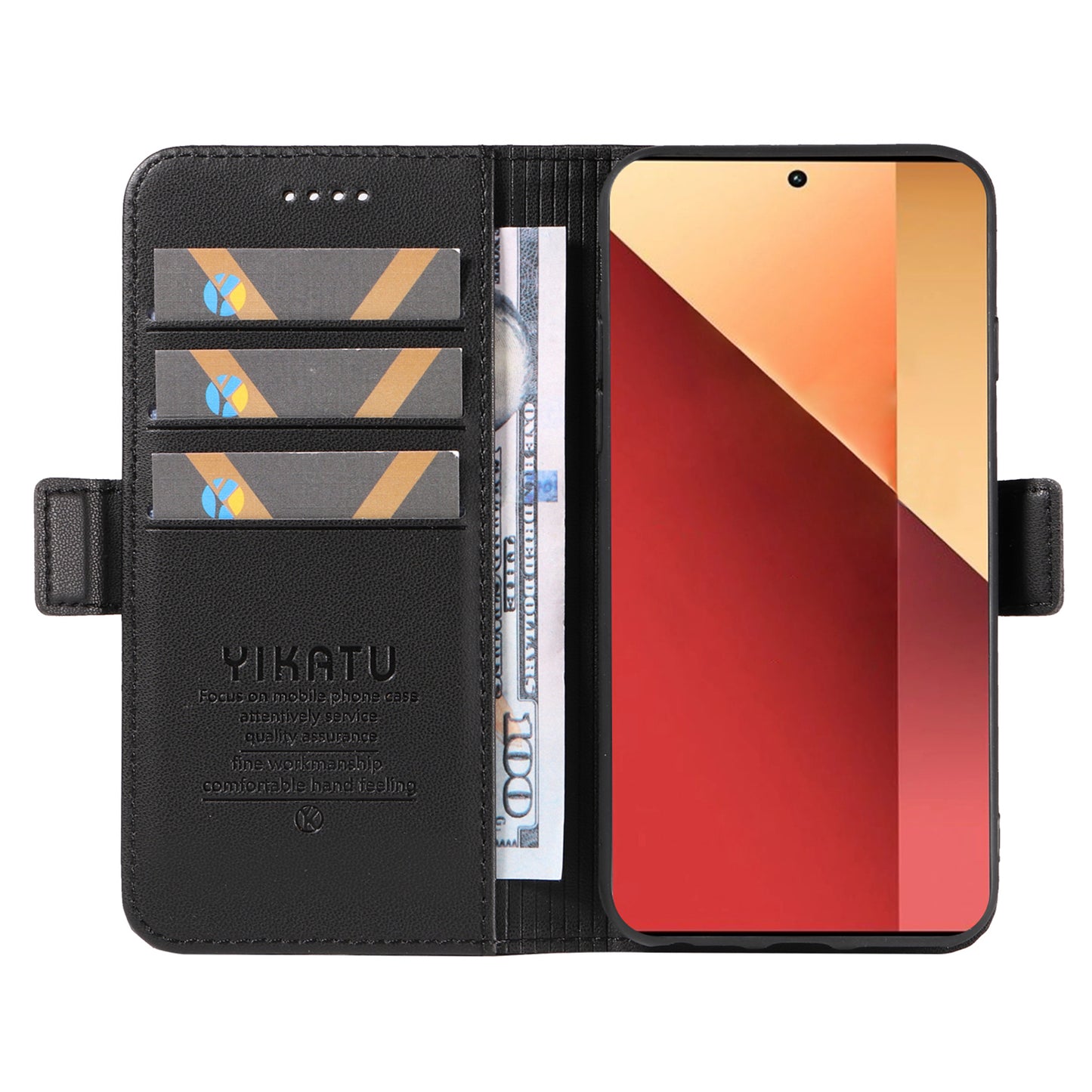 YIKATU YK-003 For Xiaomi Redmi Note 13 Pro 4G / Poco M6 Pro 4G Phone Case Stand Magnetic Protect Cover - Black